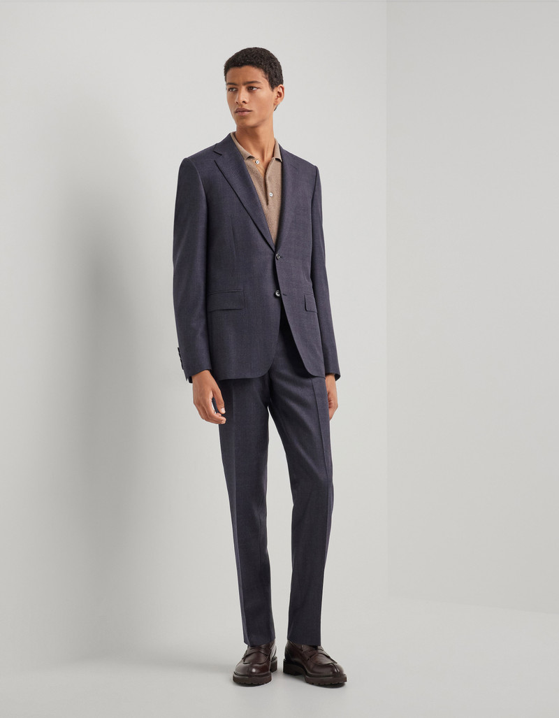 BLUE WOOL AND SILK SUIT WITH SINGLE-BREASTED TWO-BUTTON JACKET 3