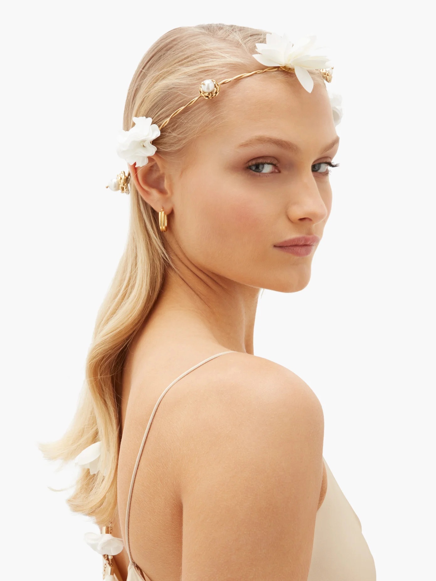 Sentiero satin-flower and faux-pearl tiara - 2