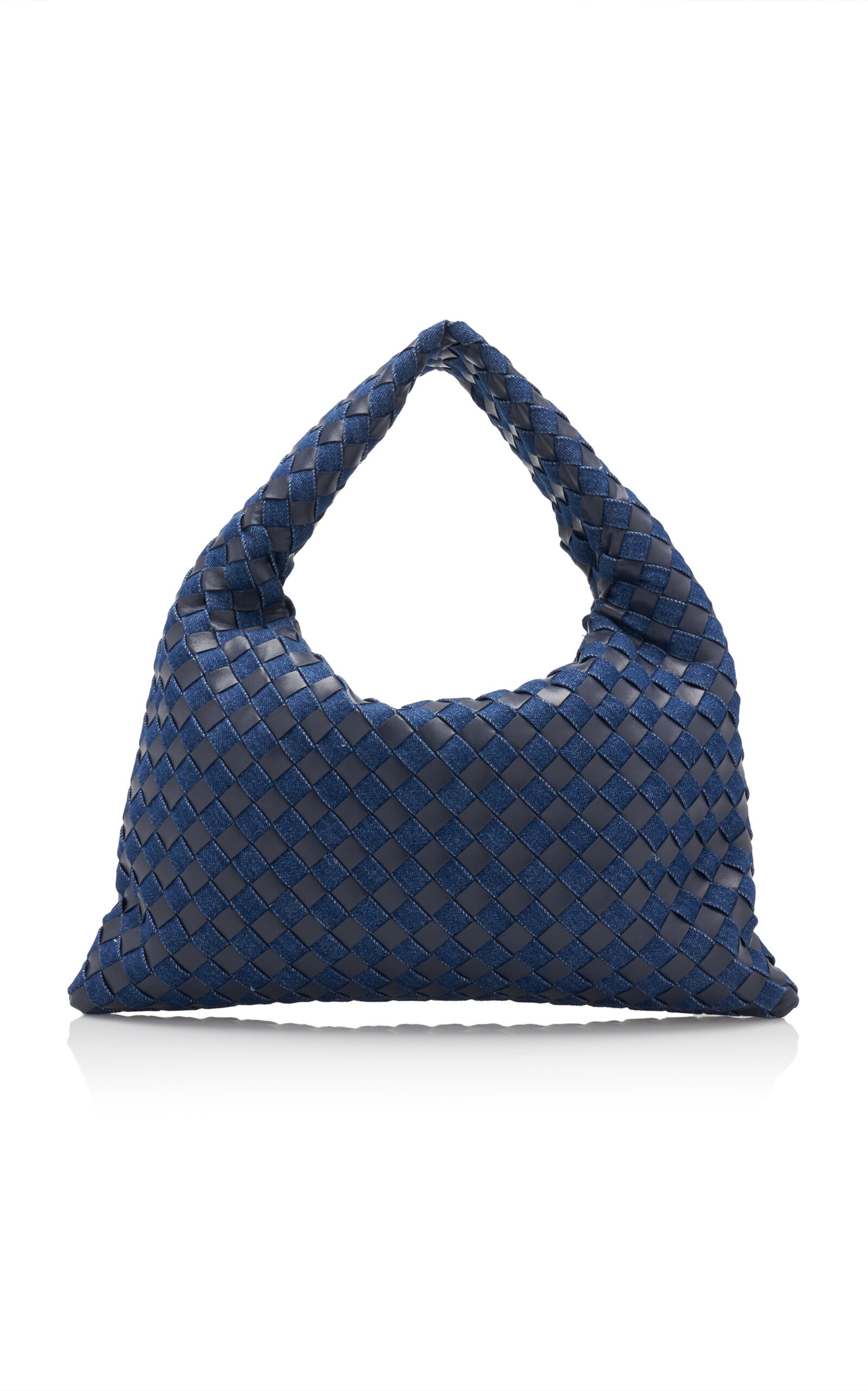 Small Hop Intrecciato Leather & Denim Bag blue - 4