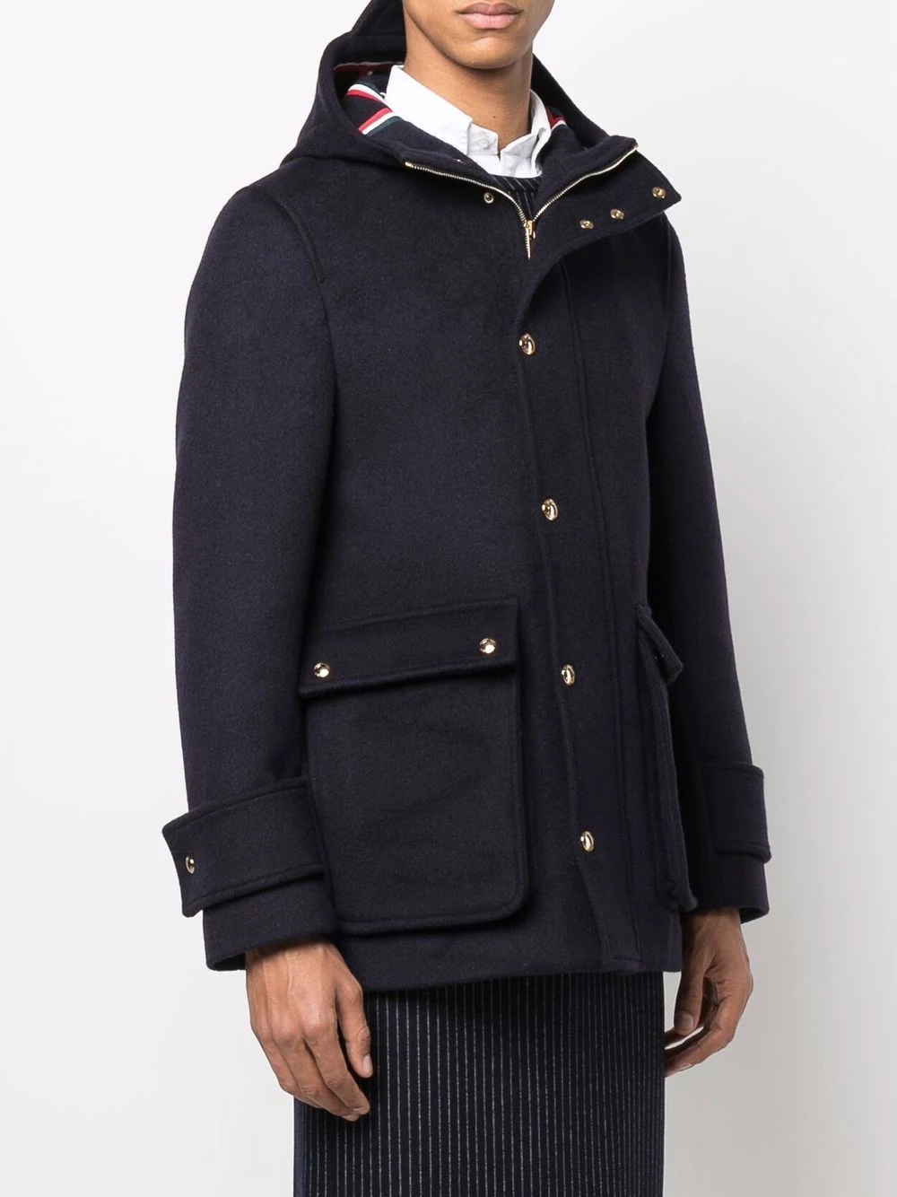 cashmere hooded zip-up parka - 3