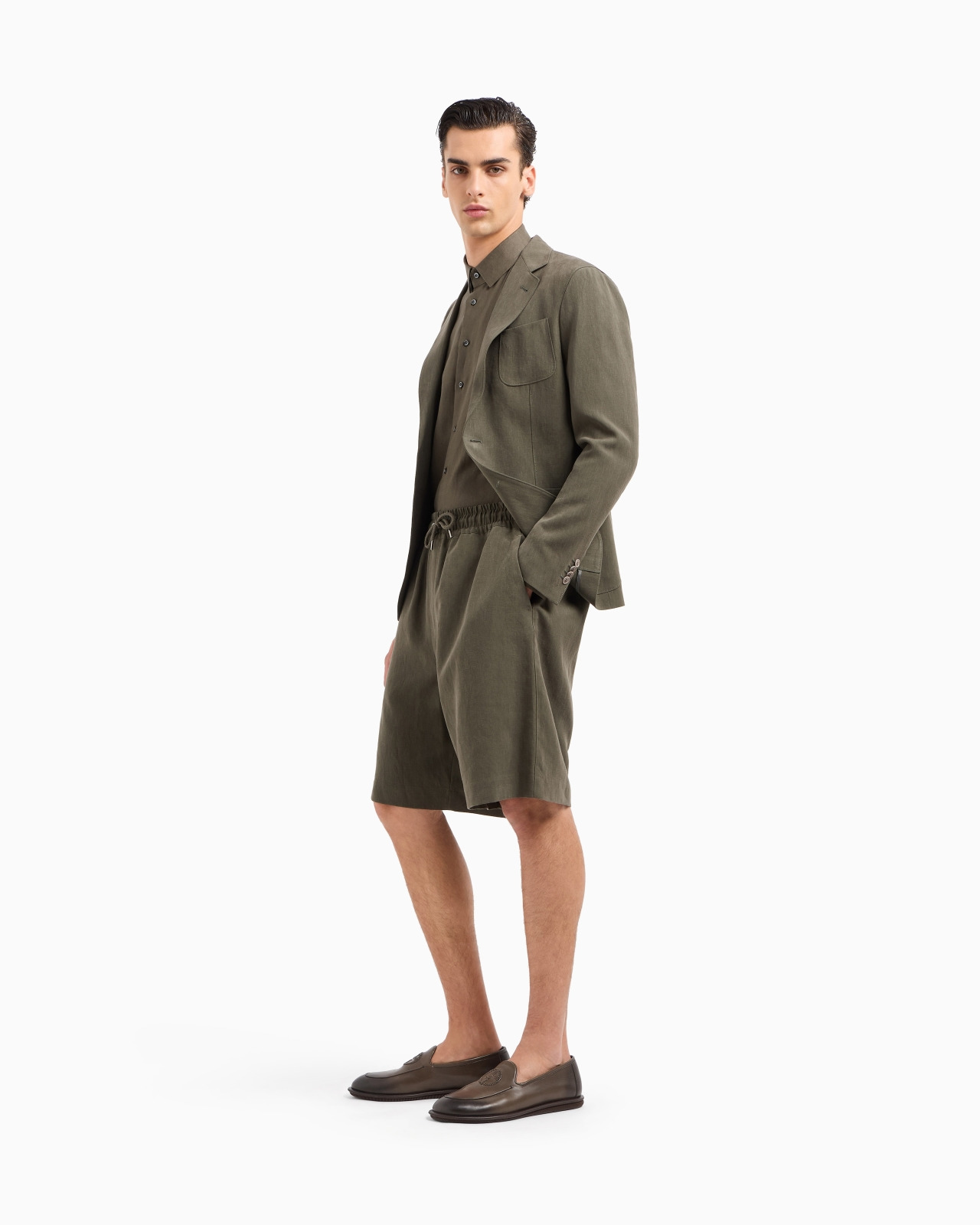Upton line single-breasted jacket in pure linen canvas - 2