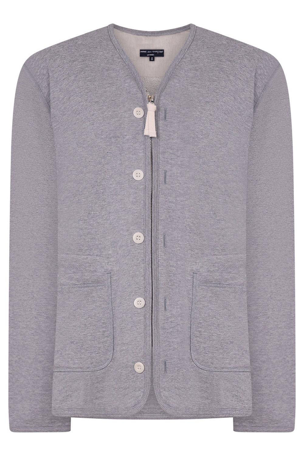 CONTRAST BUTTON CARDIGAN | TOP GREY - 1
