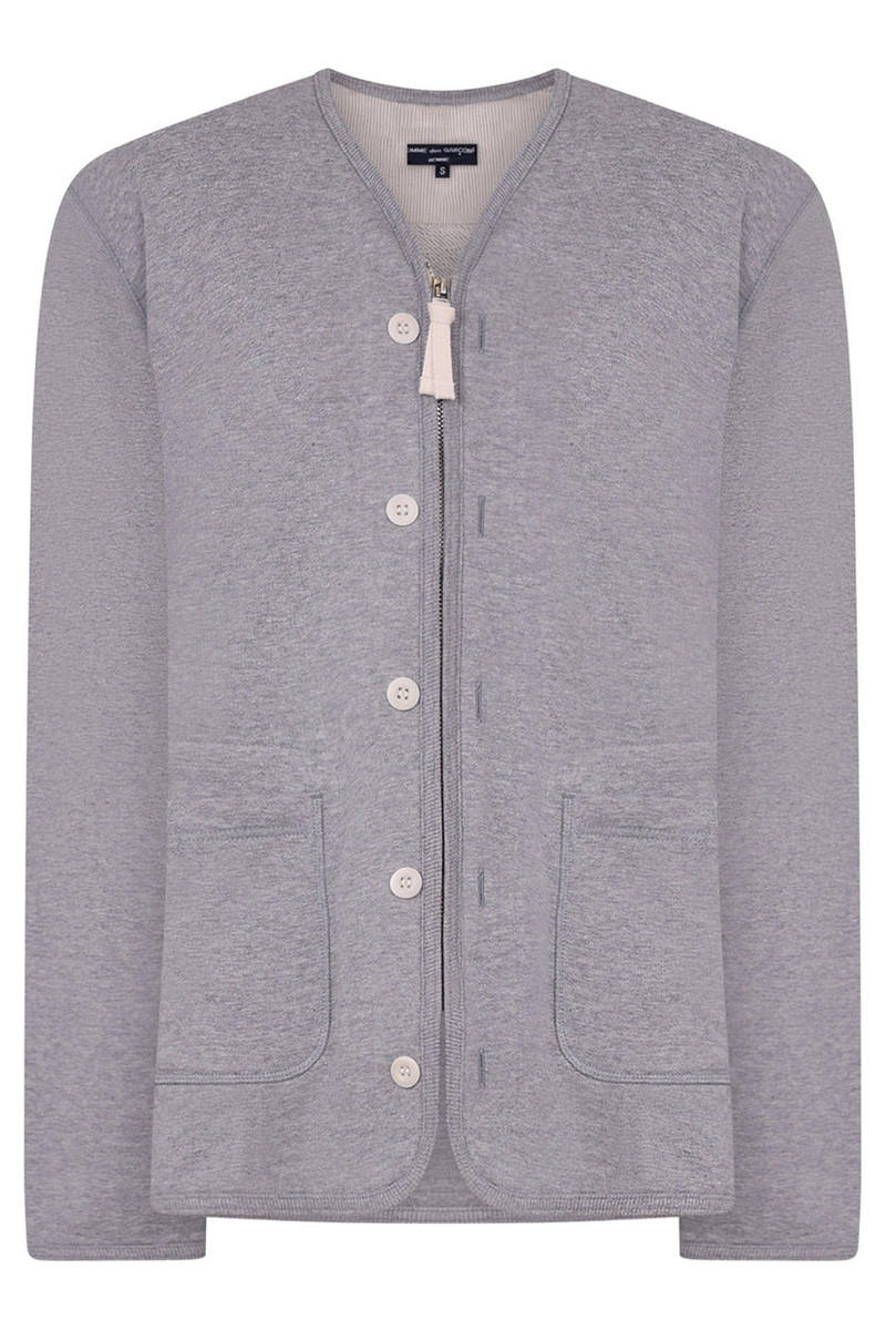 CONTRAST BUTTON CARDIGAN | TOP GREY 1