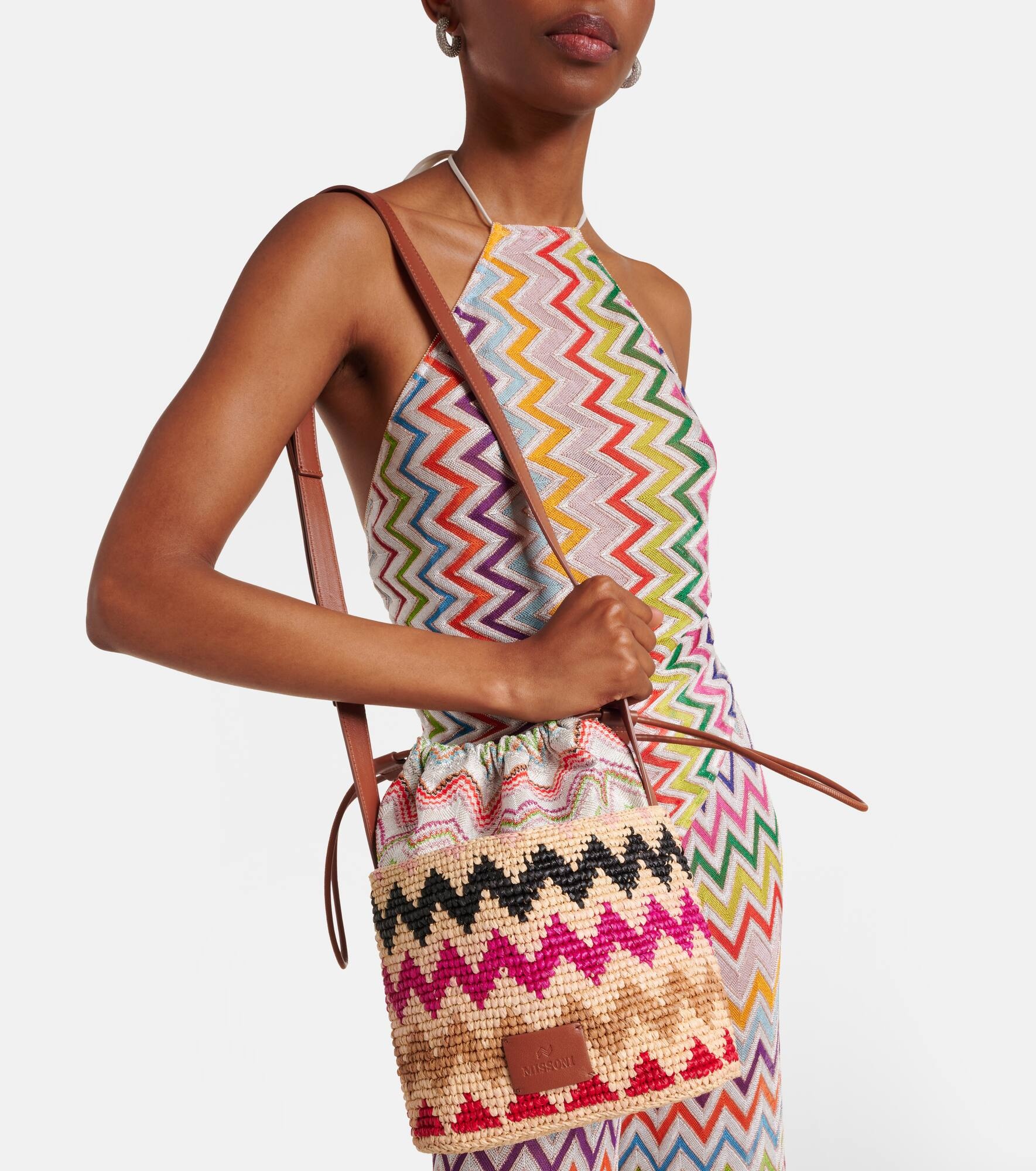 Zigzag Medium raffia bucket bag - 2