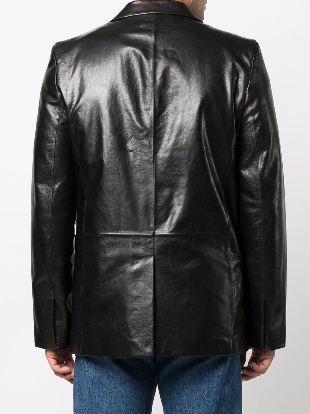 single-breasted leather jacket - 4