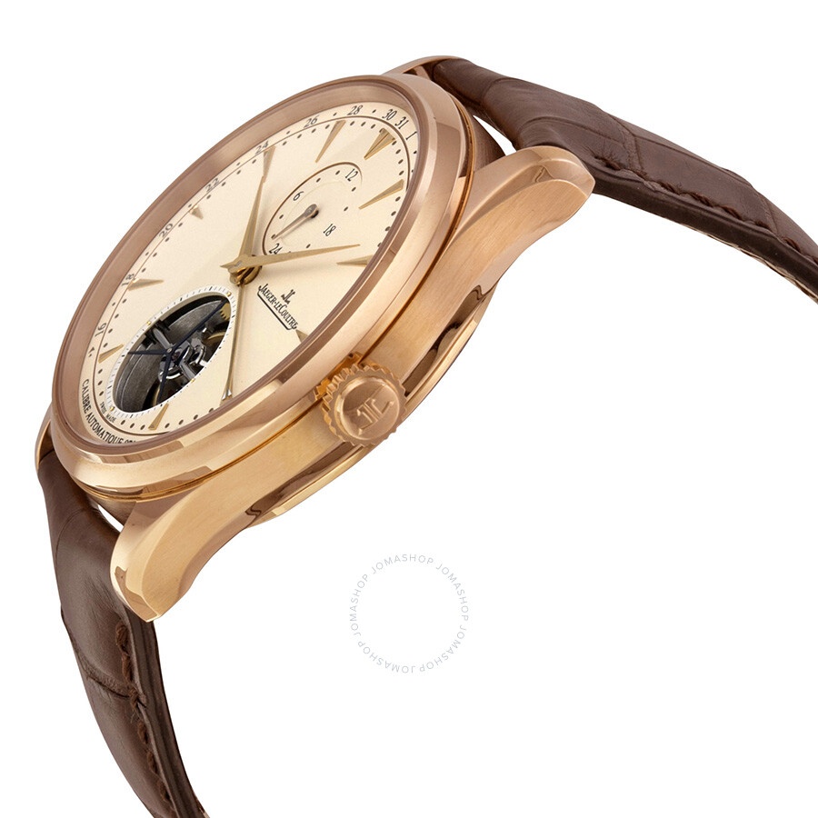 Jaeger LeCoultre Master Grand Tradition Tourbillon Beige Dial 18kt Rose Gold Brown Alligator Men's W - 2