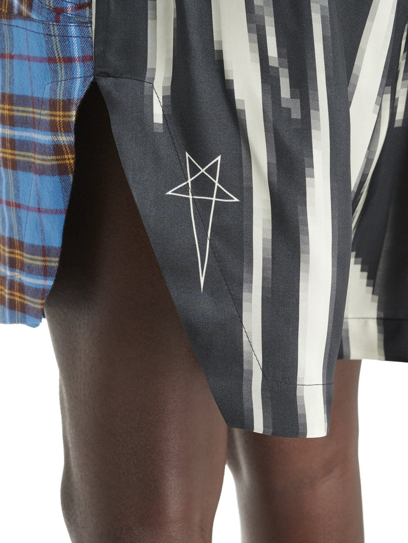 panelled plaid drawstring short 7