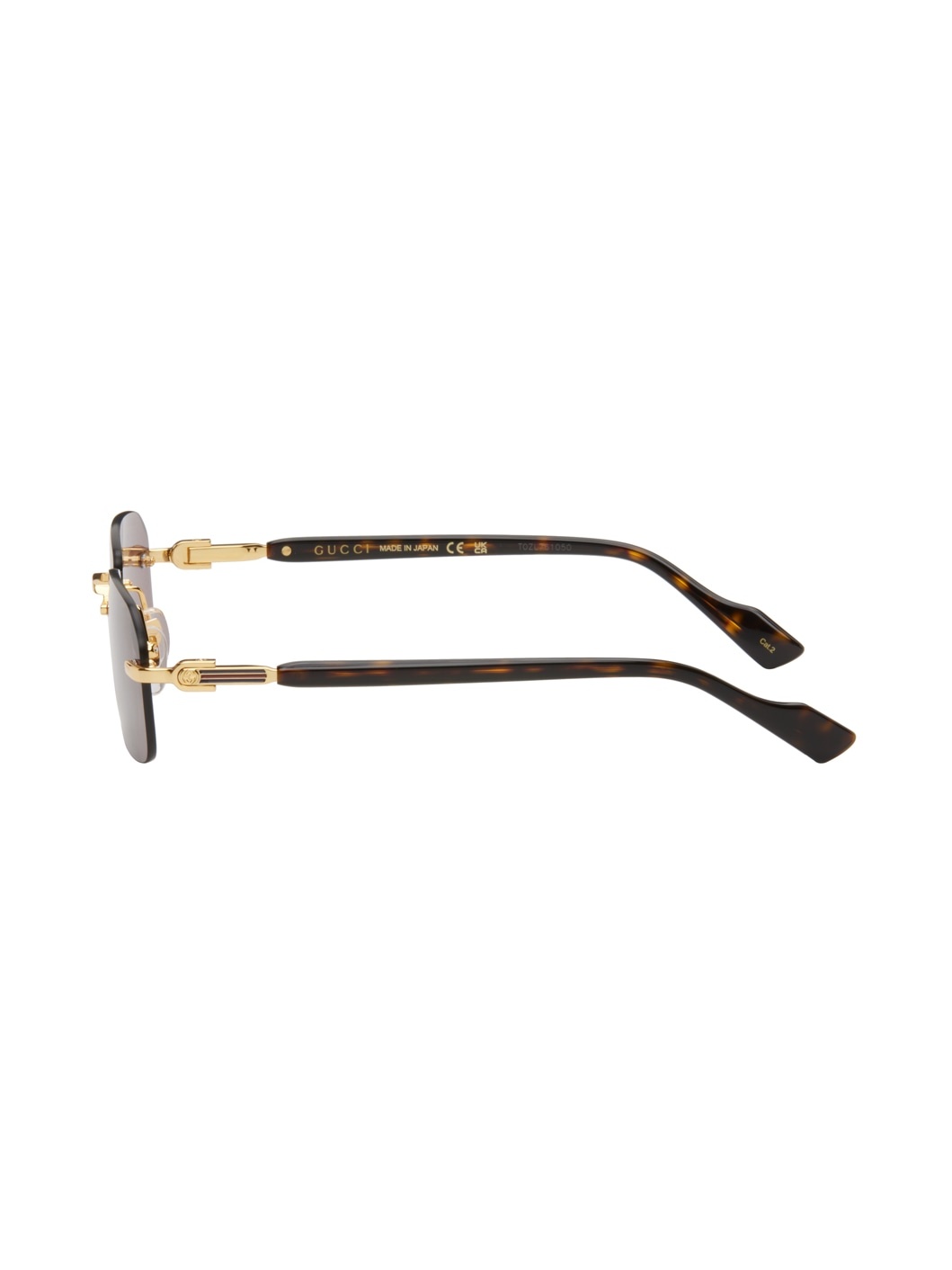 Gold & Tortoiseshell Rectangular Sunglasses - 3