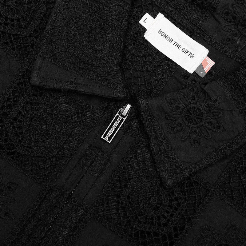 CROCHET FULL ZIP JACKET - BLACK 3