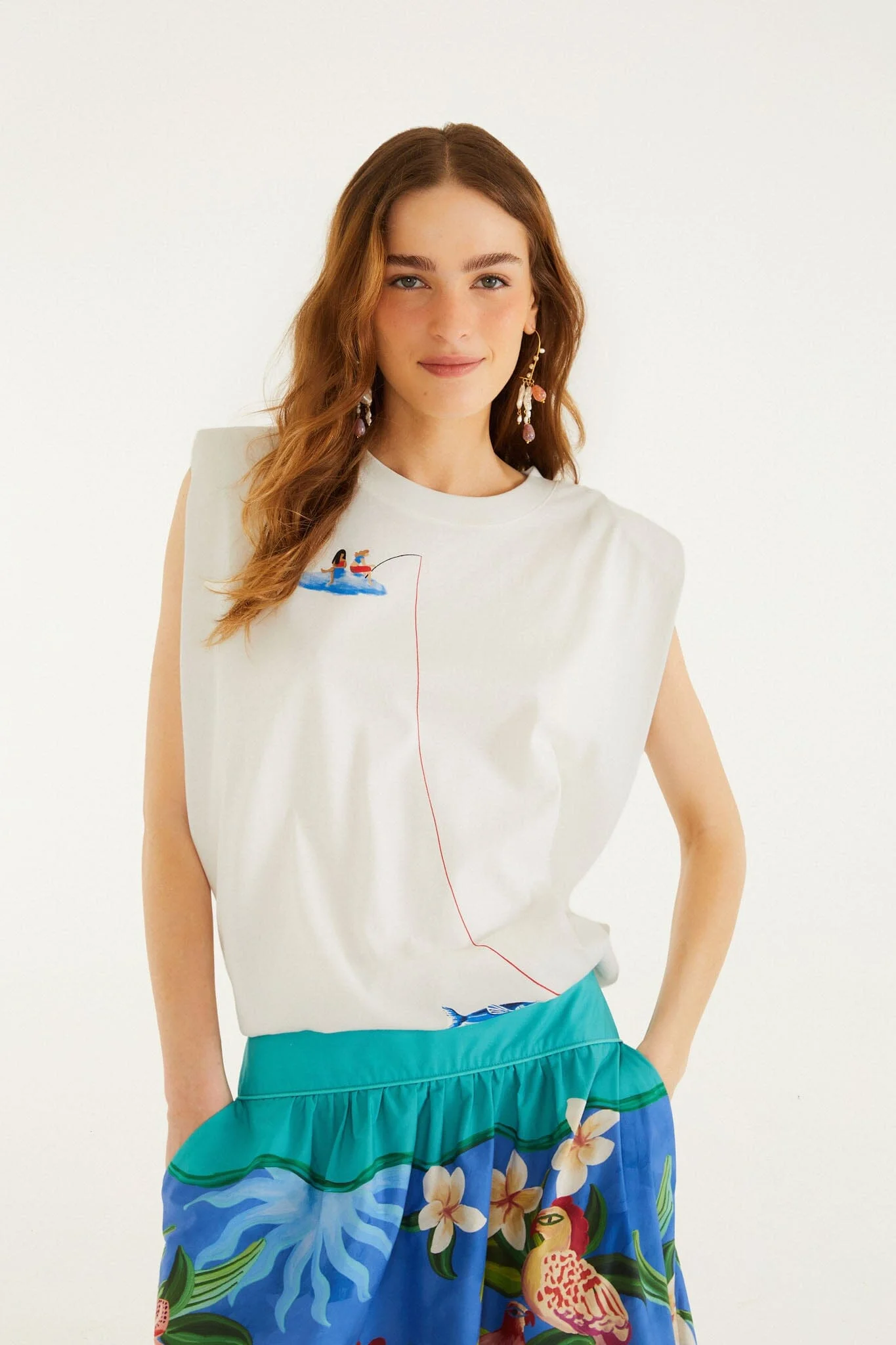 Off-White Fishing Dreams Padded Shoulder T-Shirt - 1
