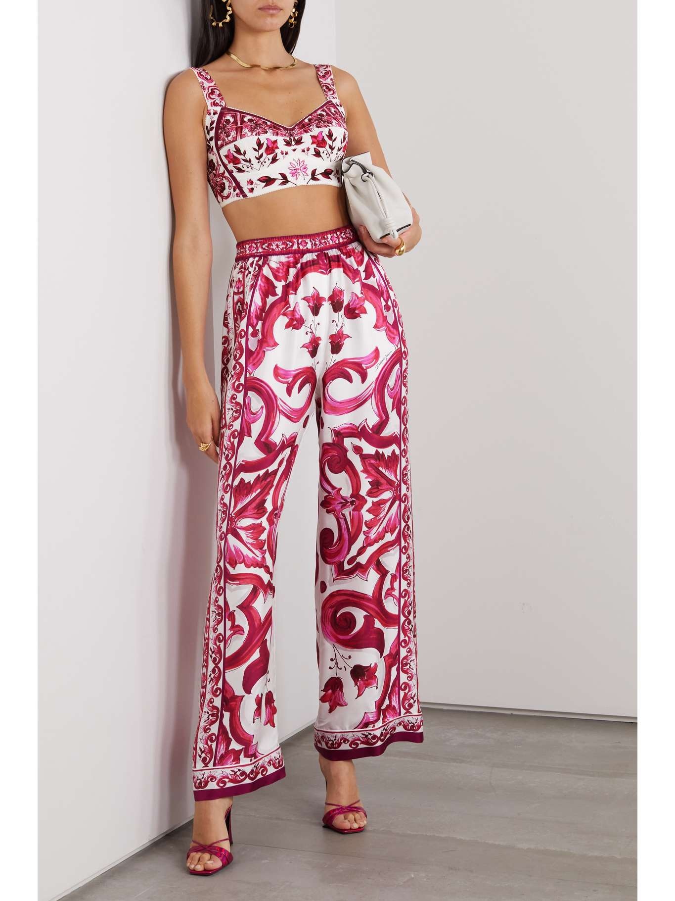 DOLCE & GABBANA★素敵！Floral Print Cotton Pants Tailored cotton pants with gardenia print in Print for Women