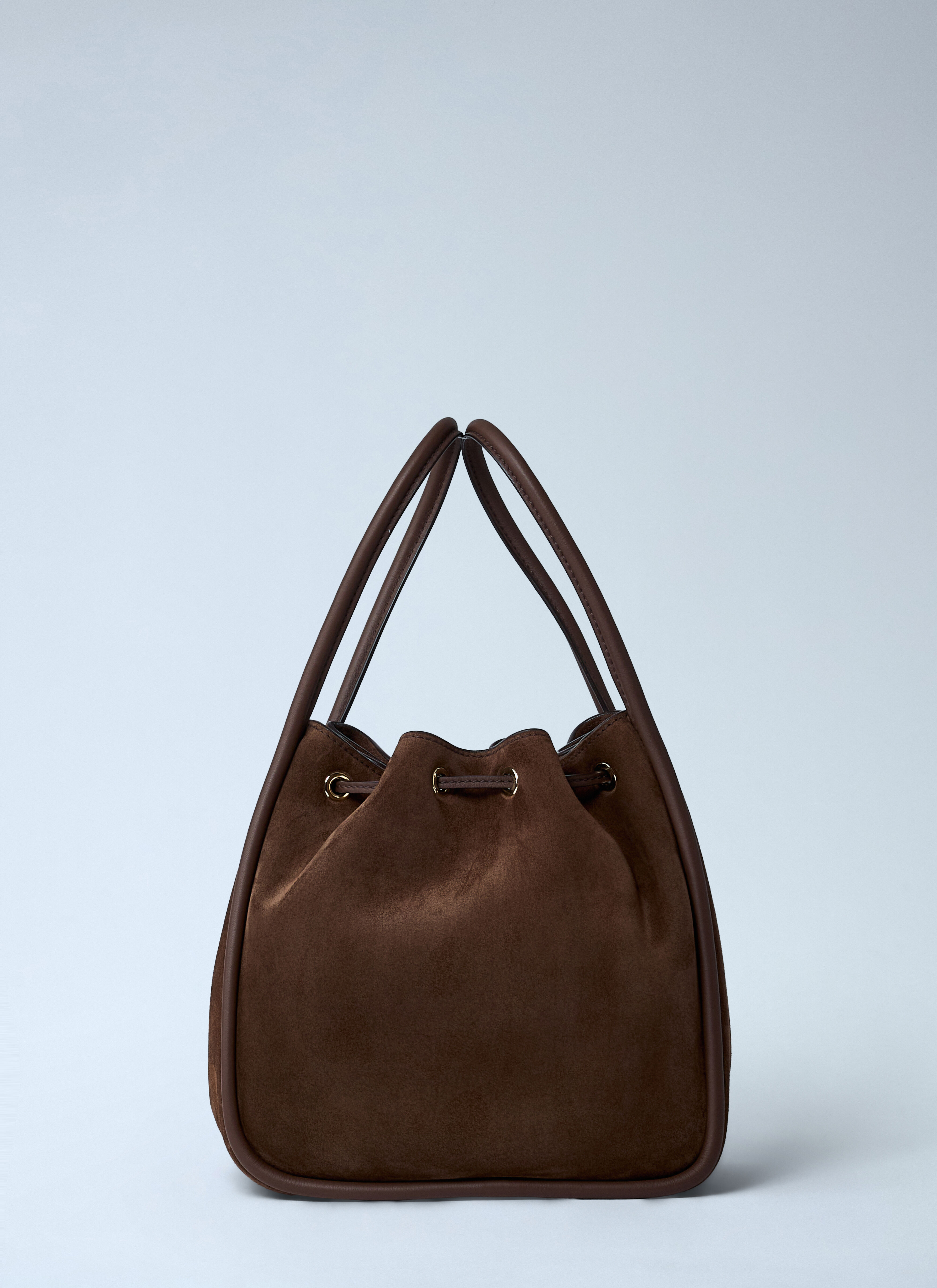 Suede Logo Plaque Handbag - 3