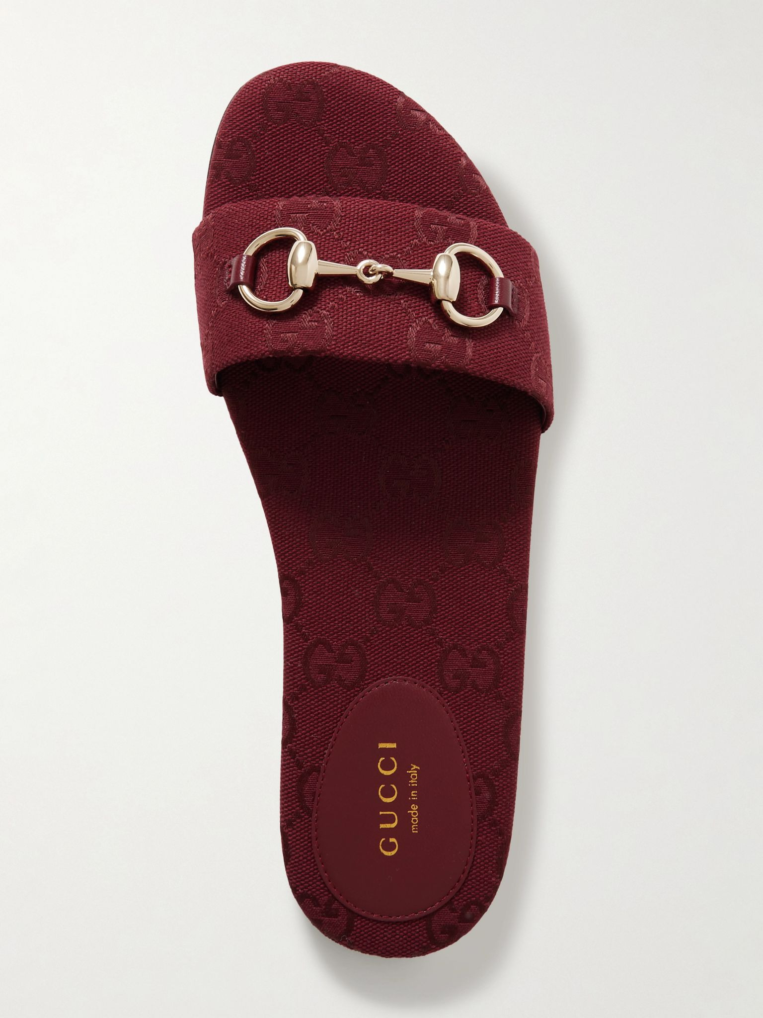 Siaga horsebit-detailed canvas-jacquard slides Burgundy - 5