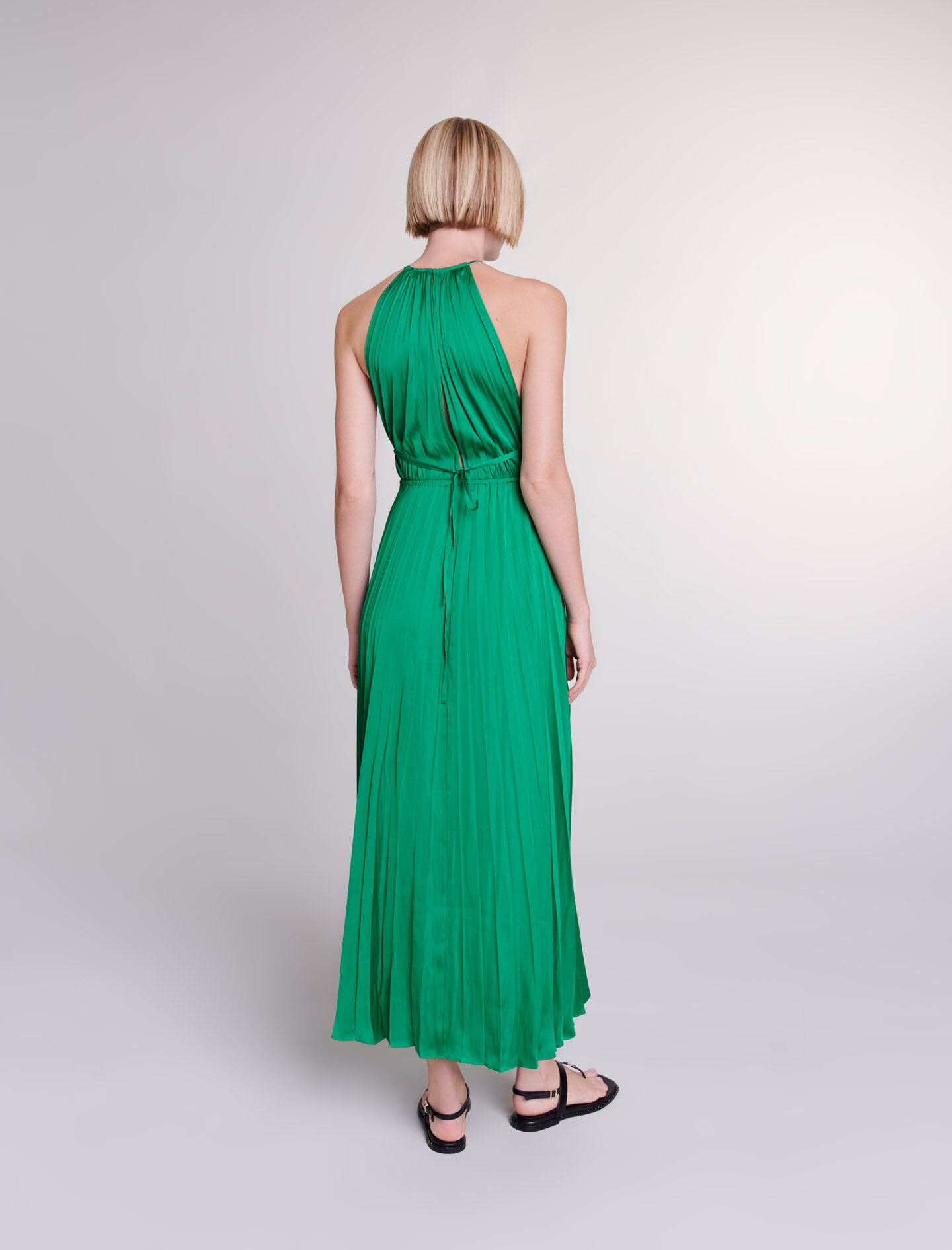 Pleated satin maxi dress - 5