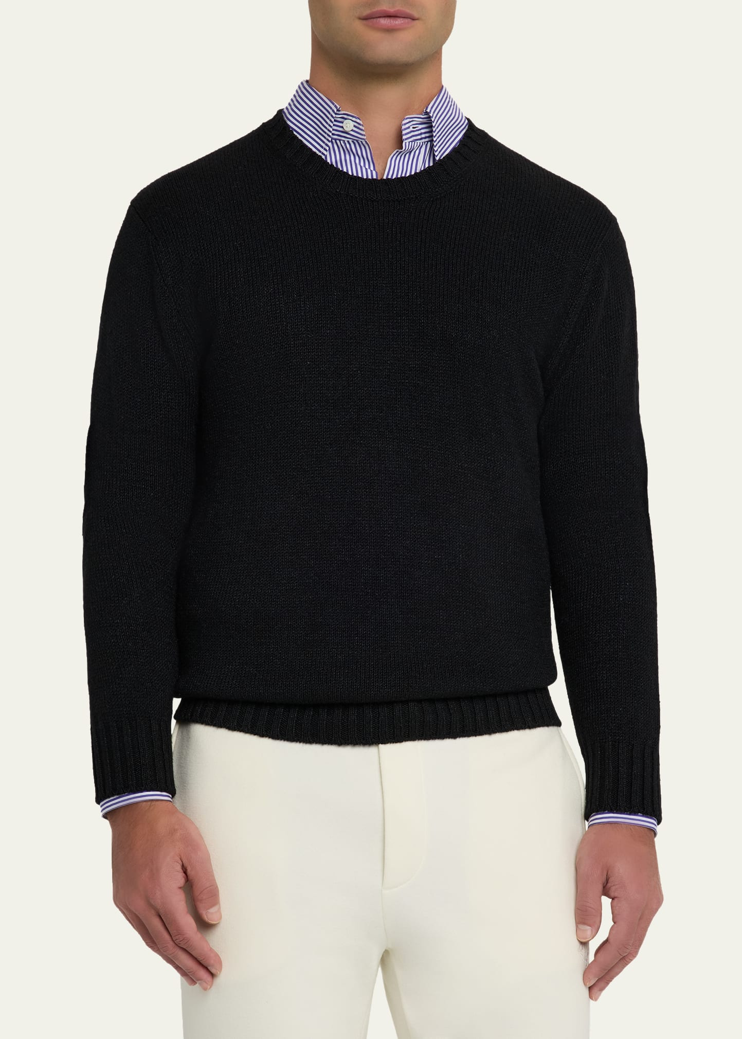 Men's Silk and Linen Knit Crewneck Sweater - 4