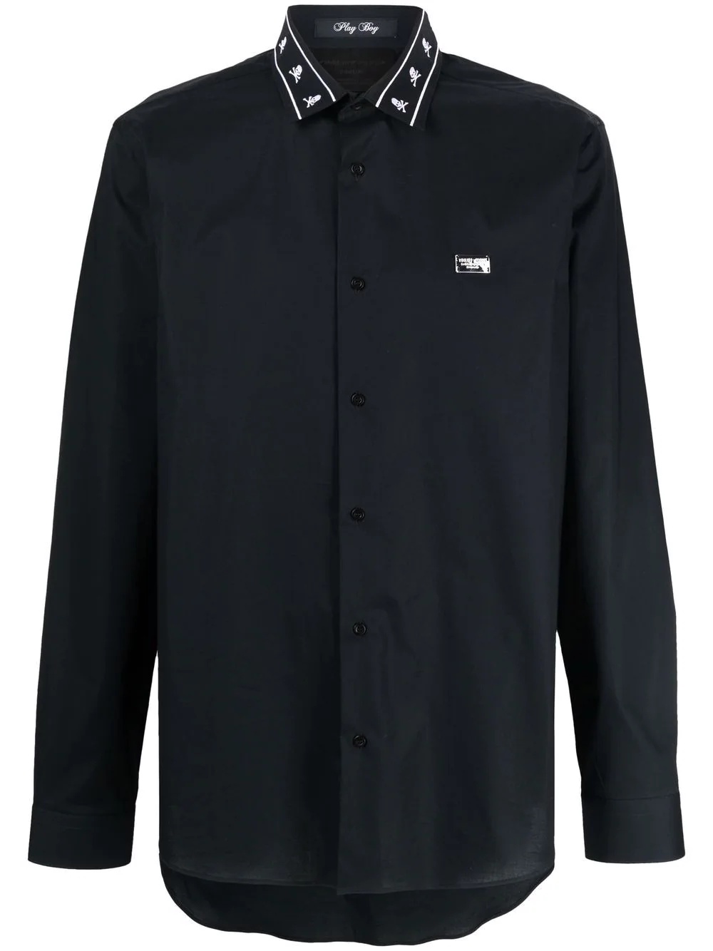 Skull embroidered-trim shirt - 1