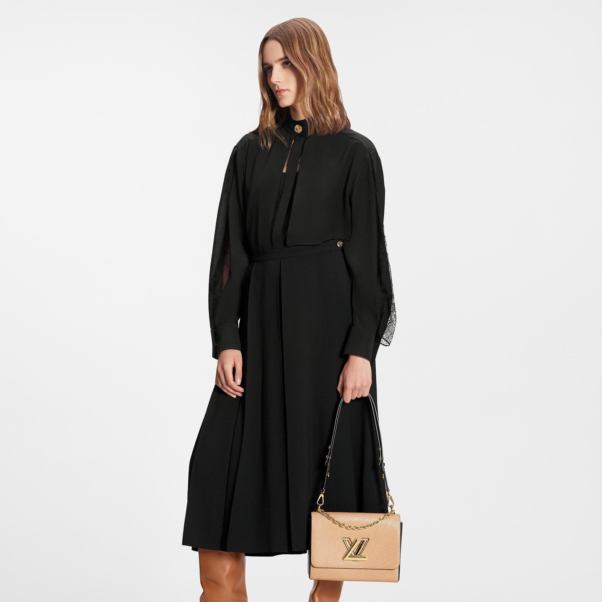 Pleated Crepe Midi Skirt - 5