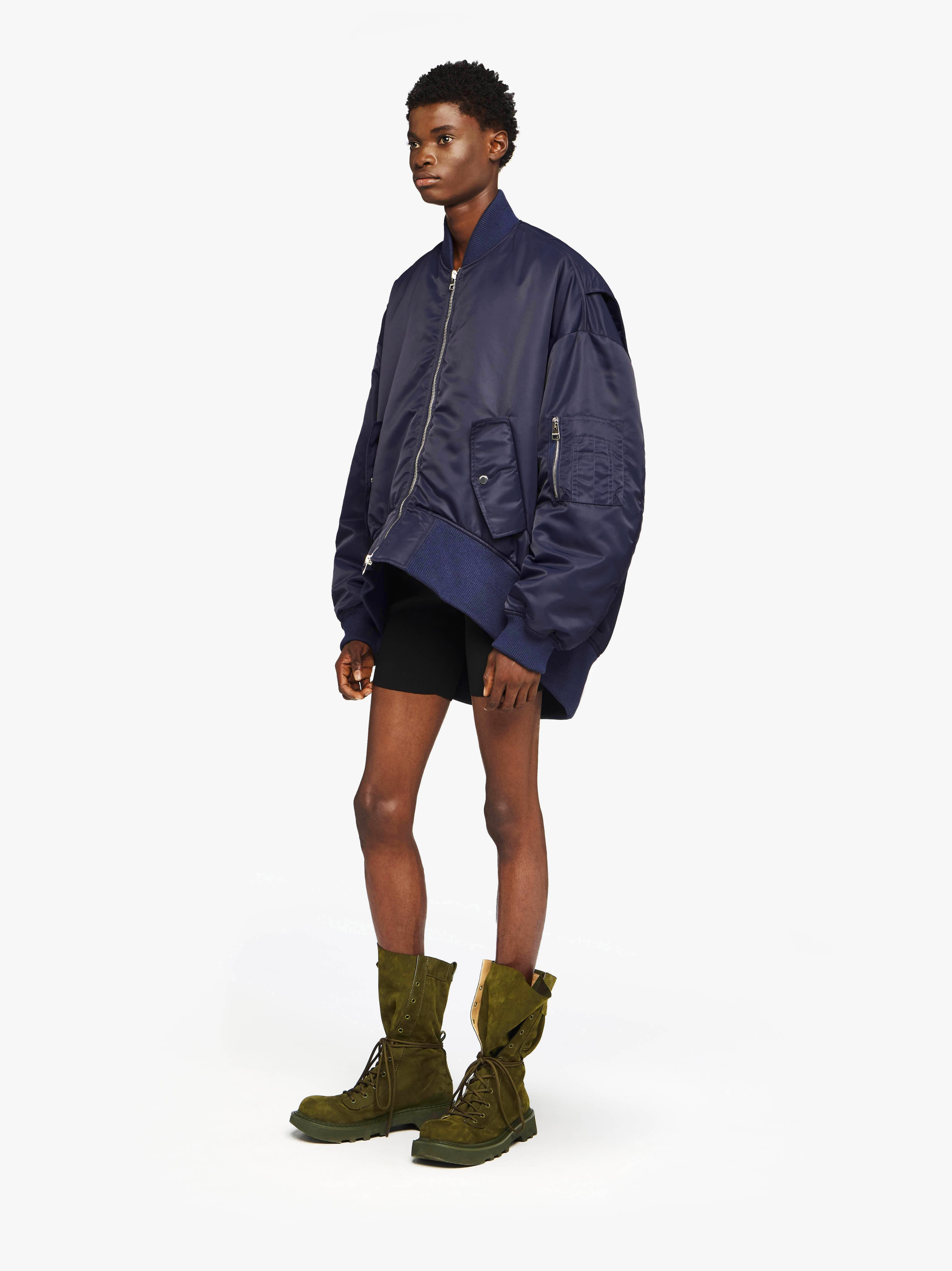 CURVED HEM OVERSIZED BOMBER JACKET - 4