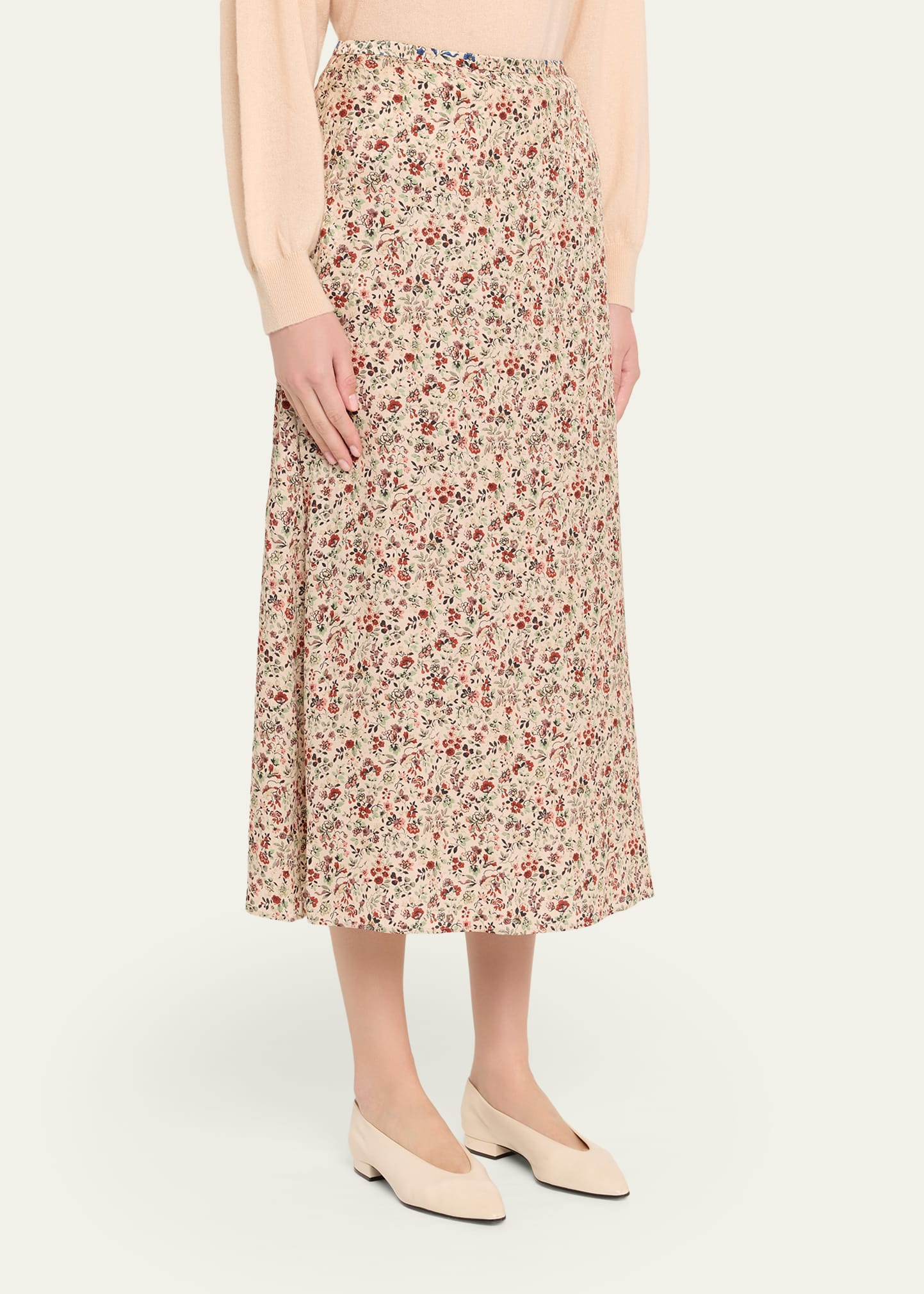 Simona Floral-Print Silk Twill Midi Skirt - 4