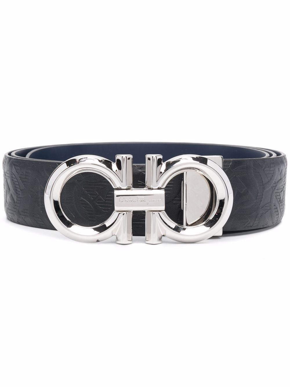 embossed-monogram leather belt - 1