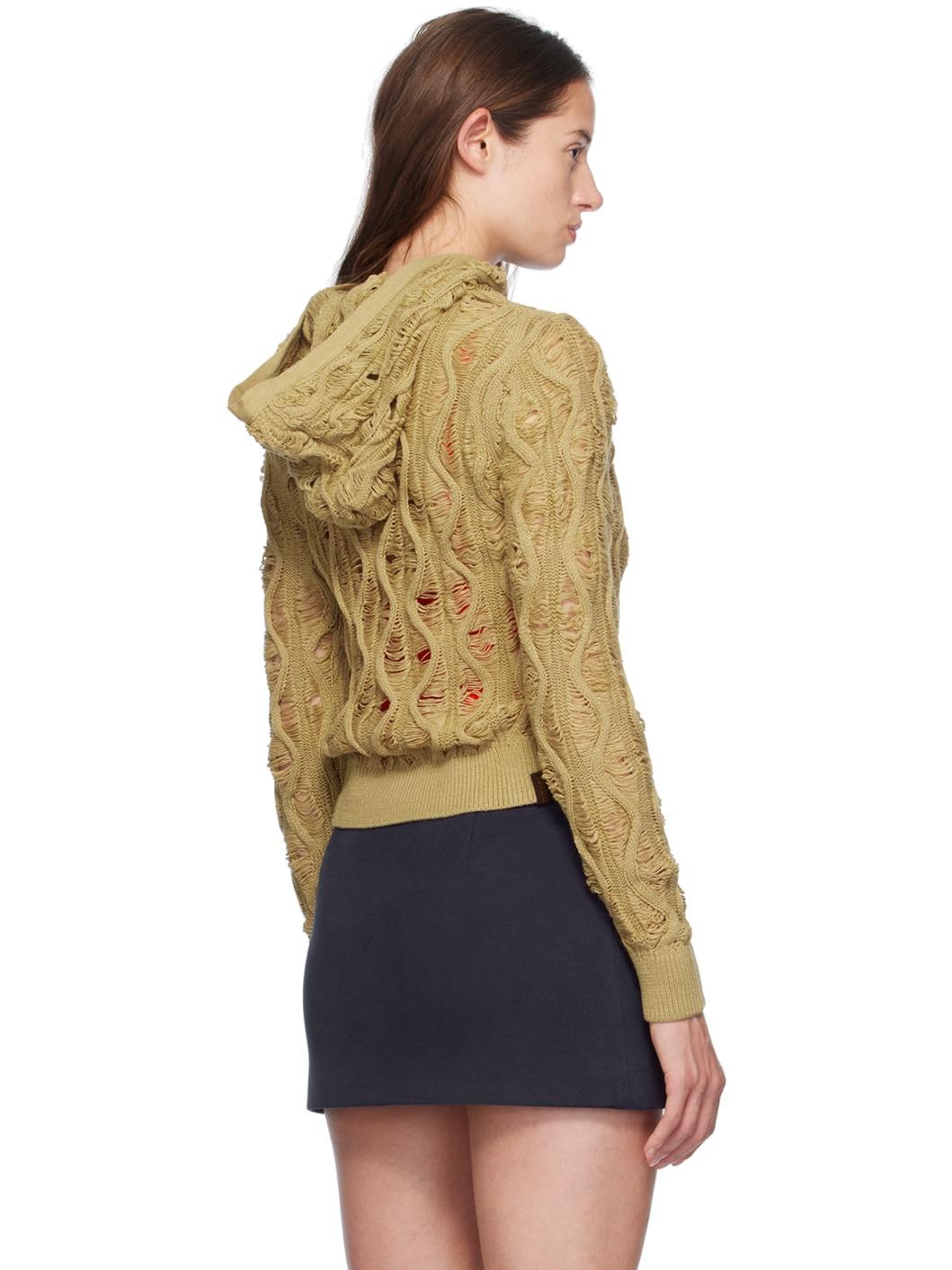 Beige Fudgy Sloping Hoodie - 3
