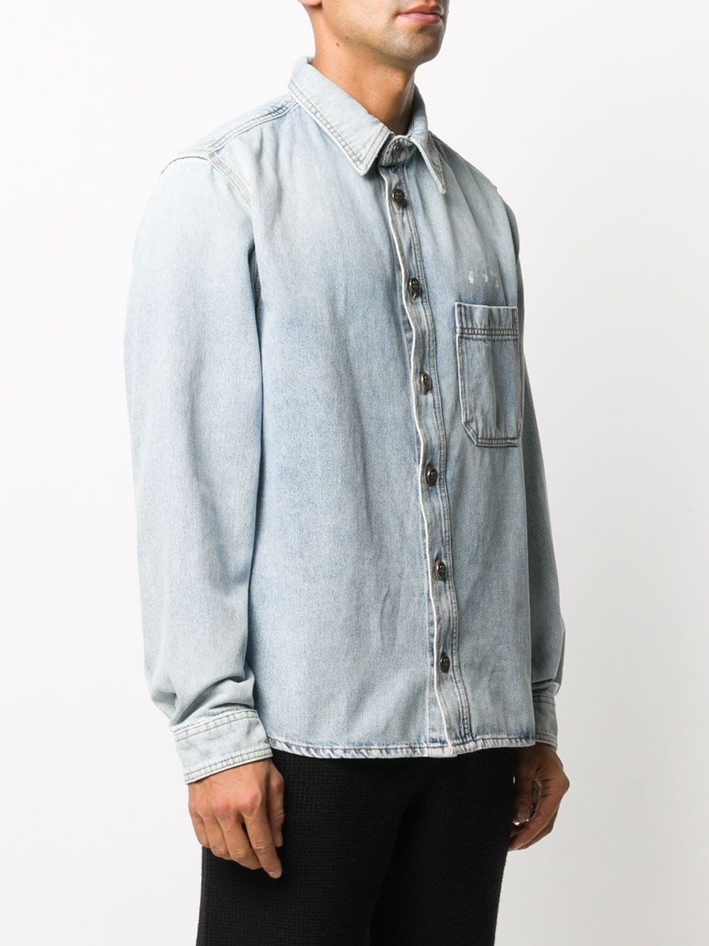 logo-print long-sleeve denim shirt - 3