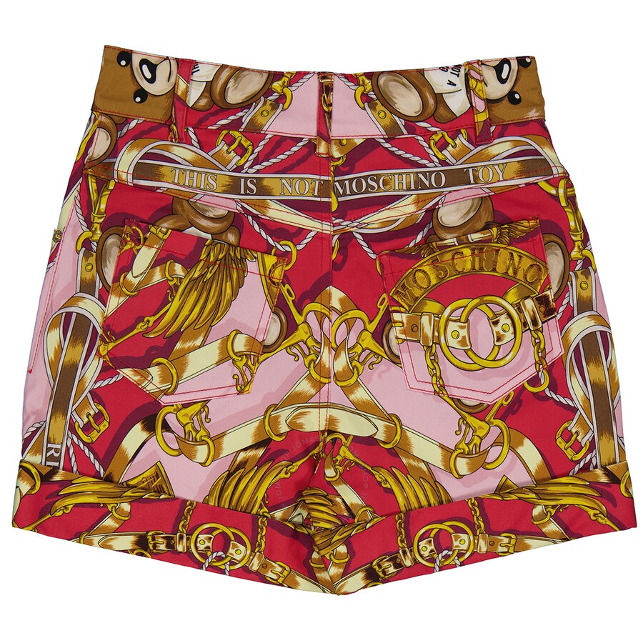 Moschino Ladies Fantasia Rosa Teddy Scarf High-waisted Shorts - 2