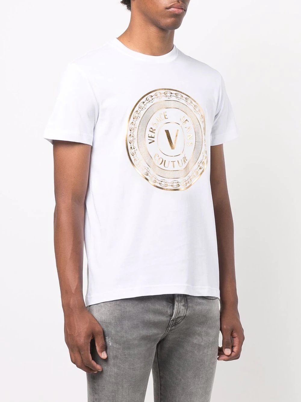 metallic logo-print T-shirt - 3