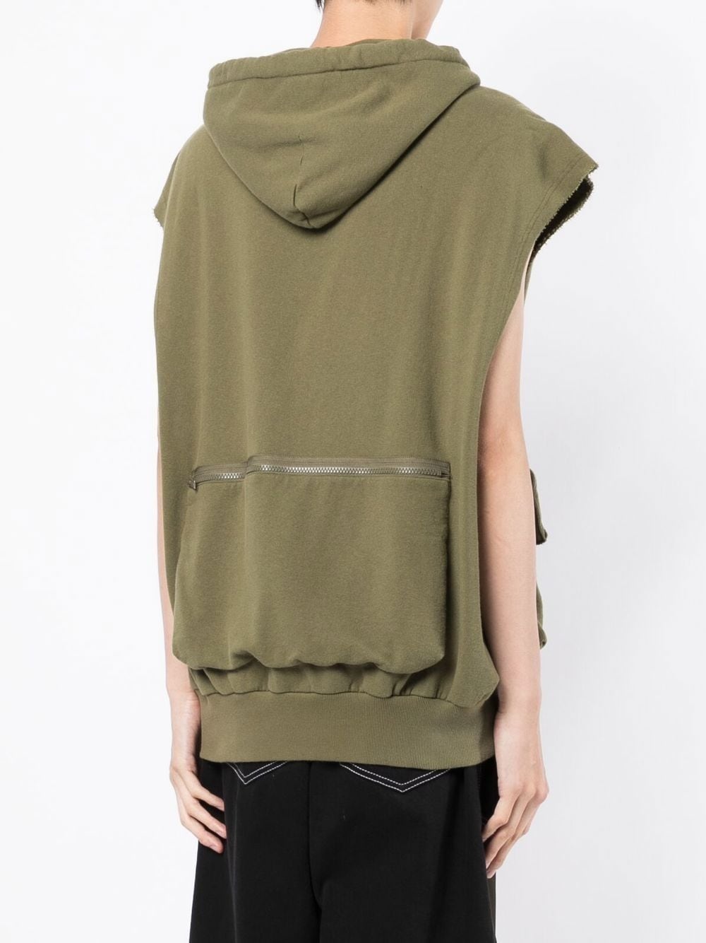 cargo-pocket sleeveless hooded jacket - 4