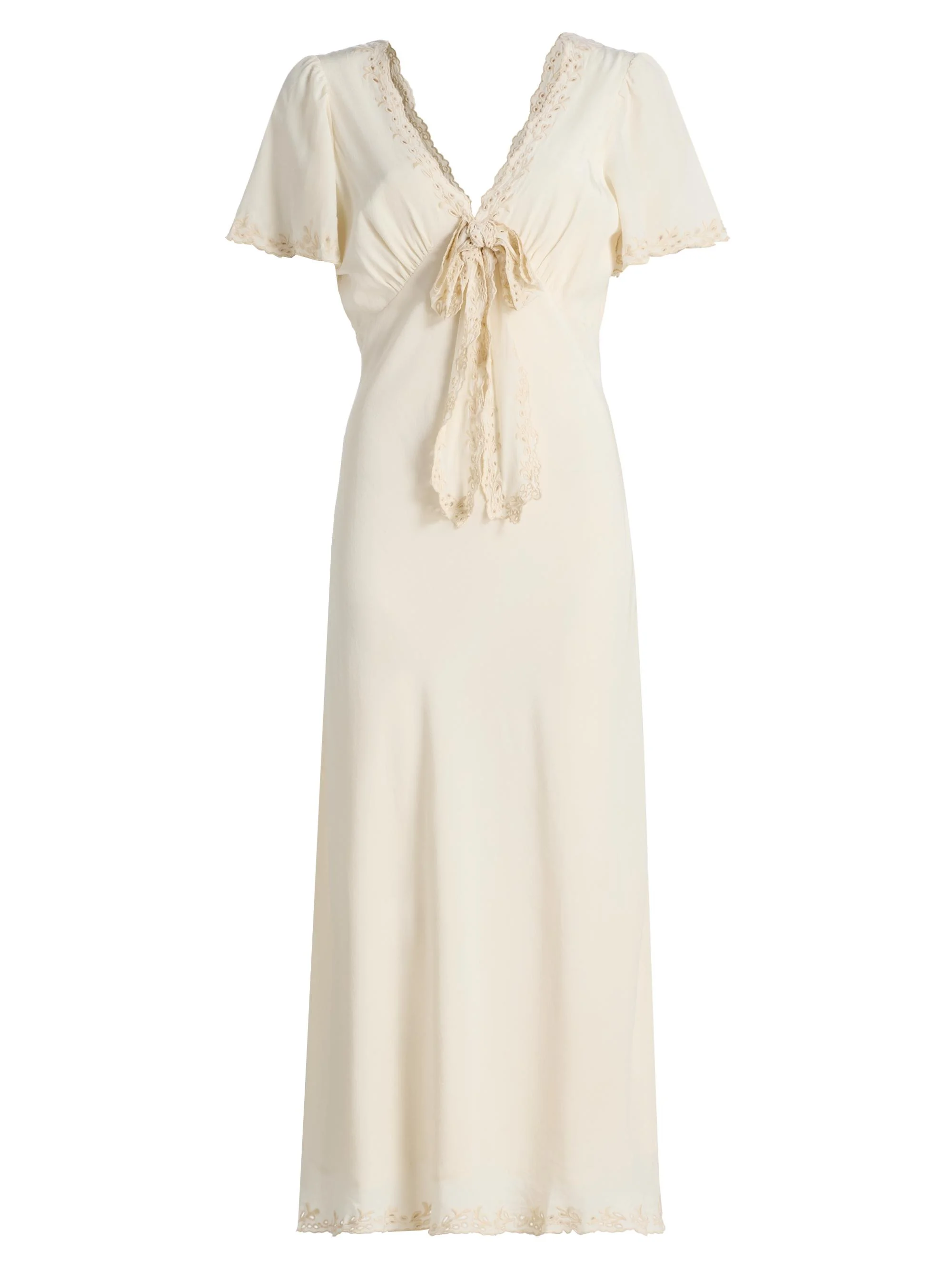Women's Brunello Embroidered Silk Midi-Dress - Cream - 1