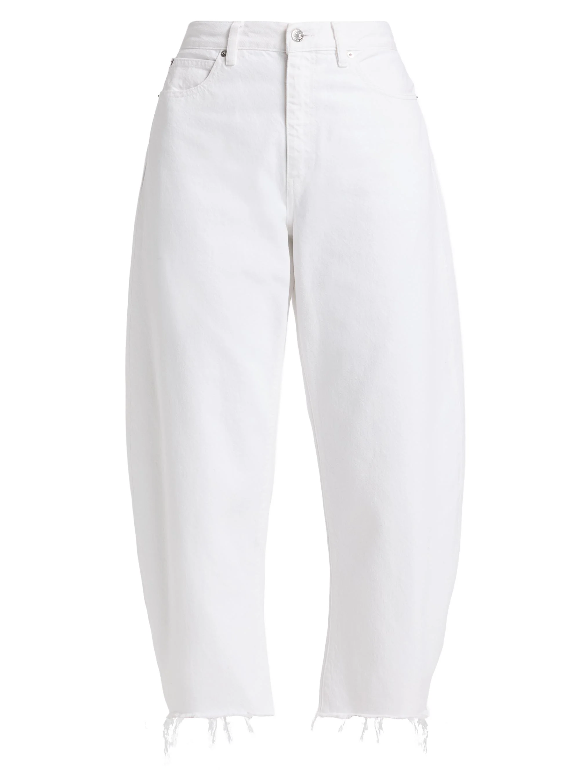 Women's The Bubble High-Rise Barrel Crop Jeans - White New Fray - 1