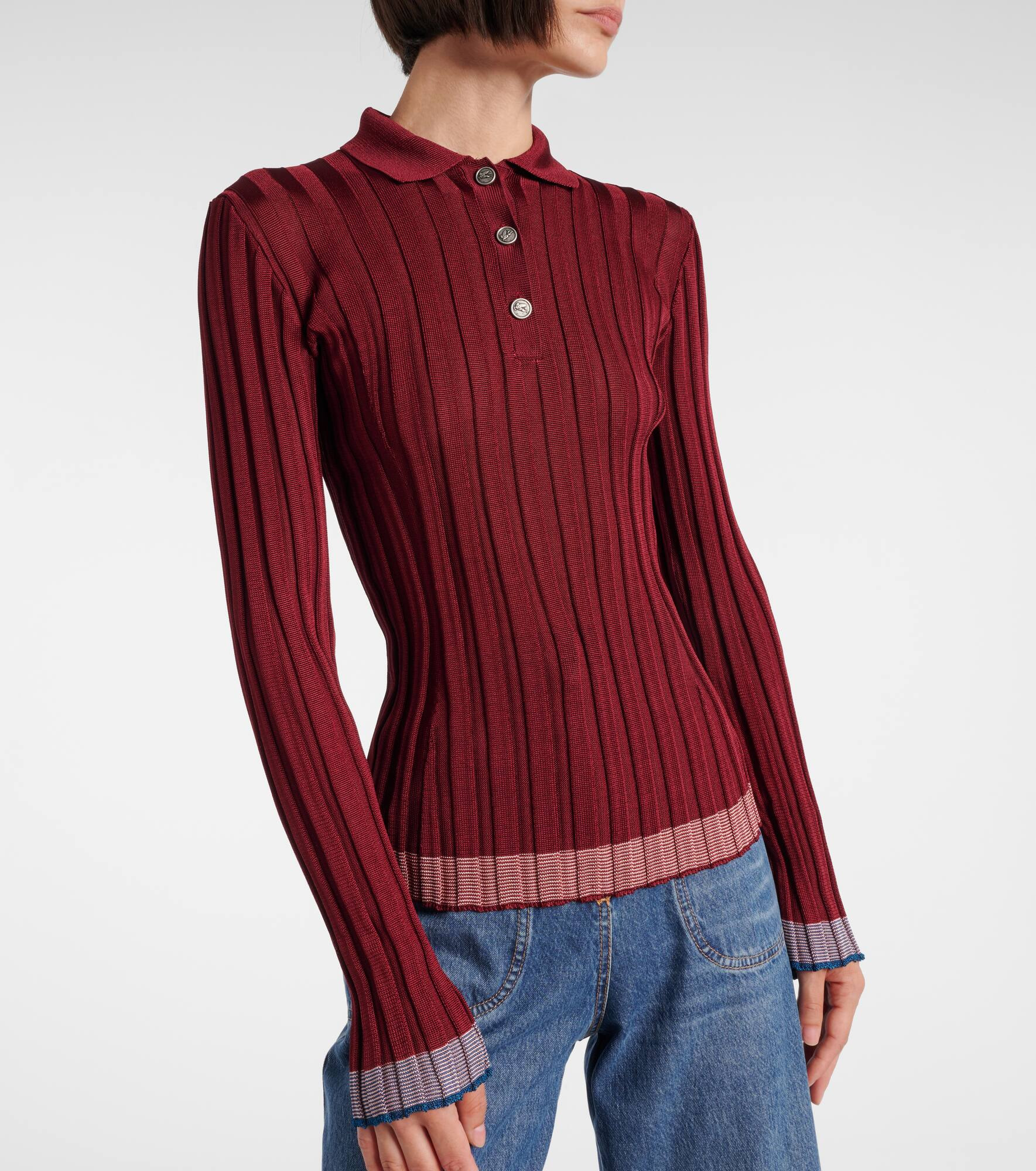 Ribbed-knit polo sweater - 7