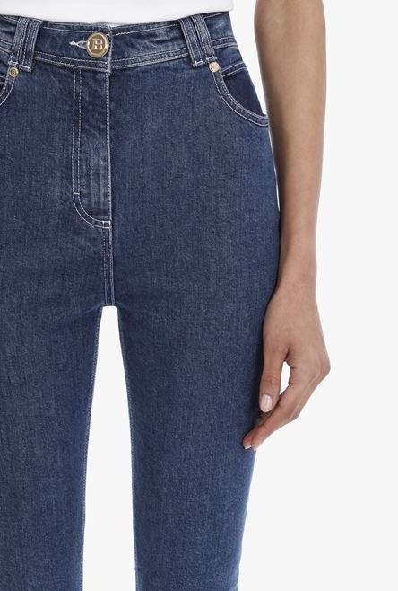 Skinny high-waisted light blue jeans - 6