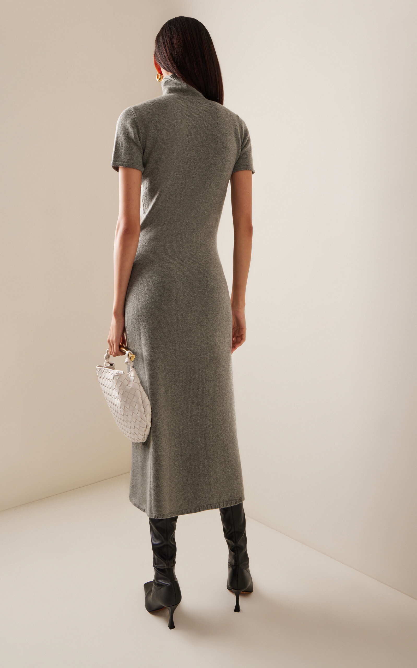 Knit Cashmere-Blend Midi Dress grey - 4