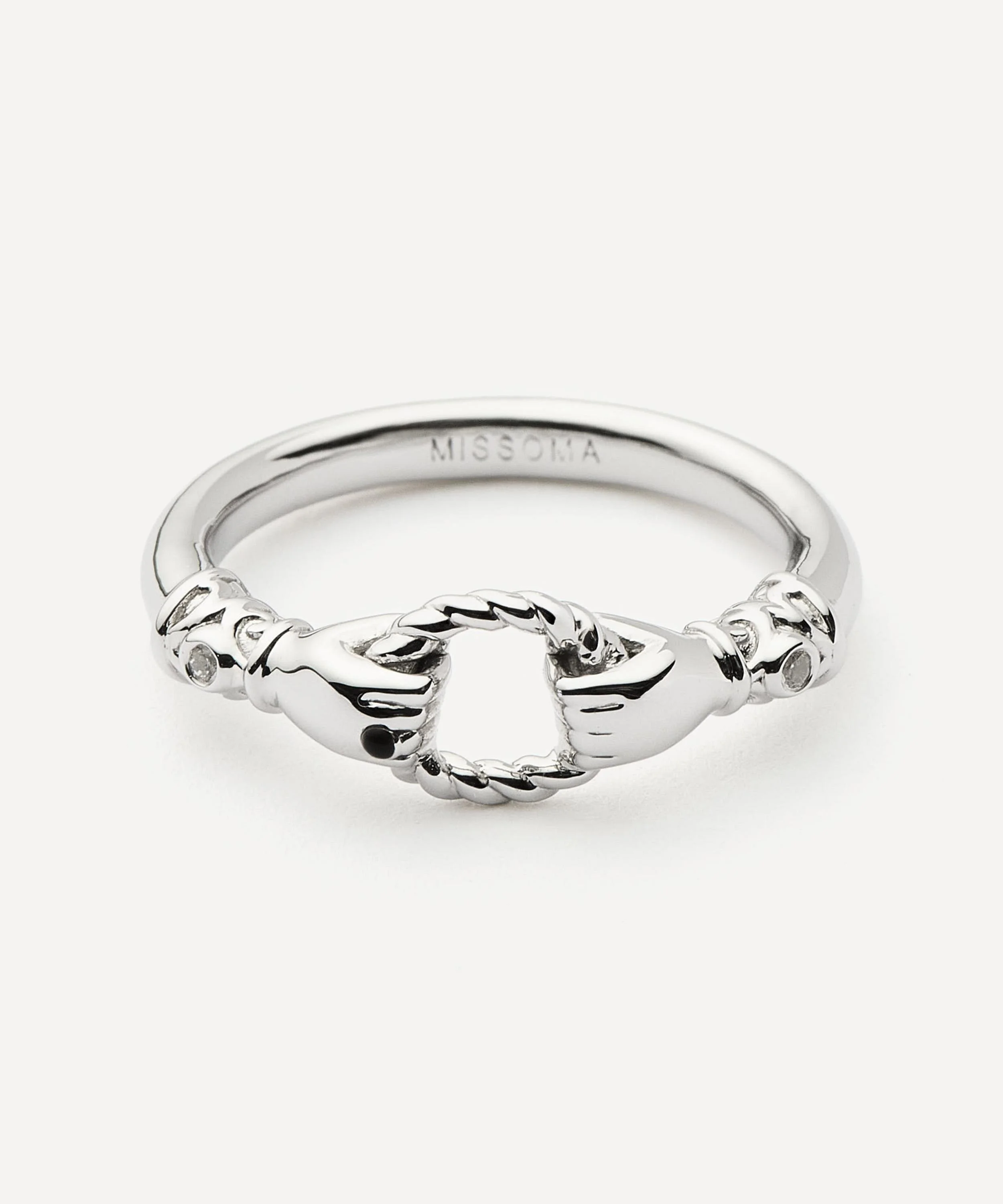 X Harris Reed Rhodium-Plated In Good Hands Stacking Ring - 1