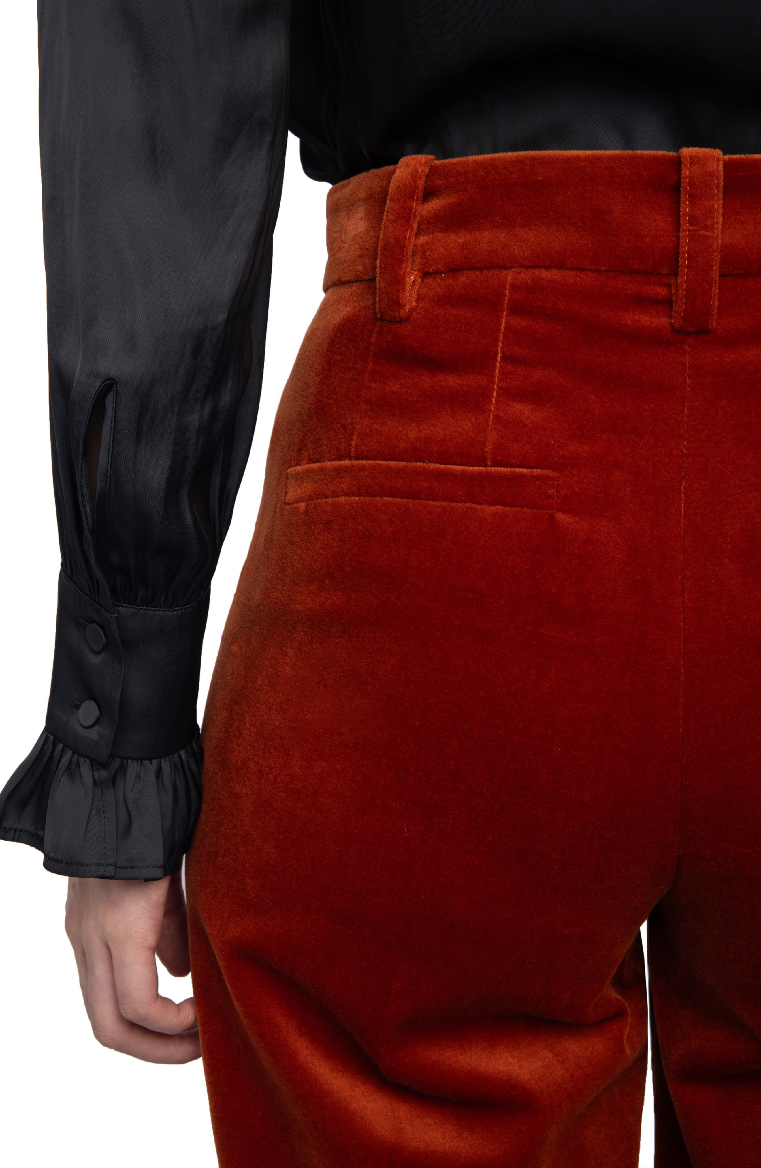 Zadig & Voltaire Panol Flare Velveteen Boot Cut Pants in Burn at Nordstrom - 4