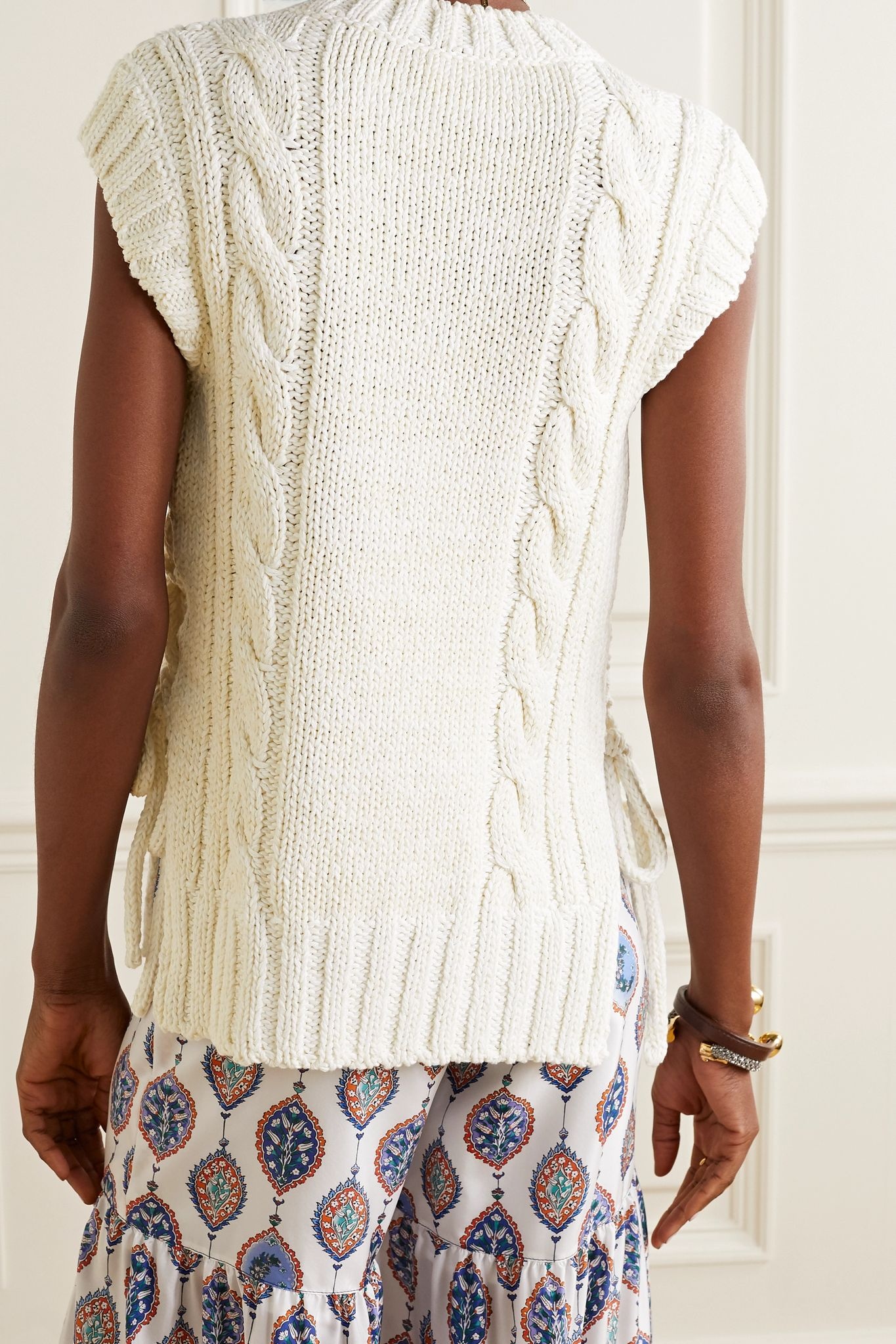 Lace-up cable-knit tank - 3