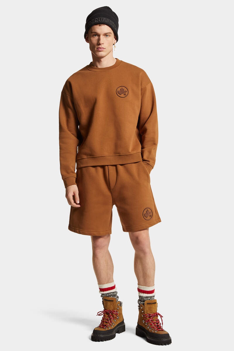 DSQUARED2 MAPLE LEAF RELAX FIT CREWNECK SWEATSHIRT | REVERSIBLE