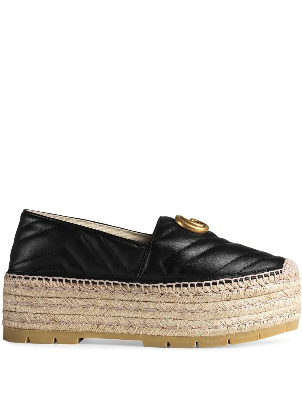 Leather espadrille with Double G - 1