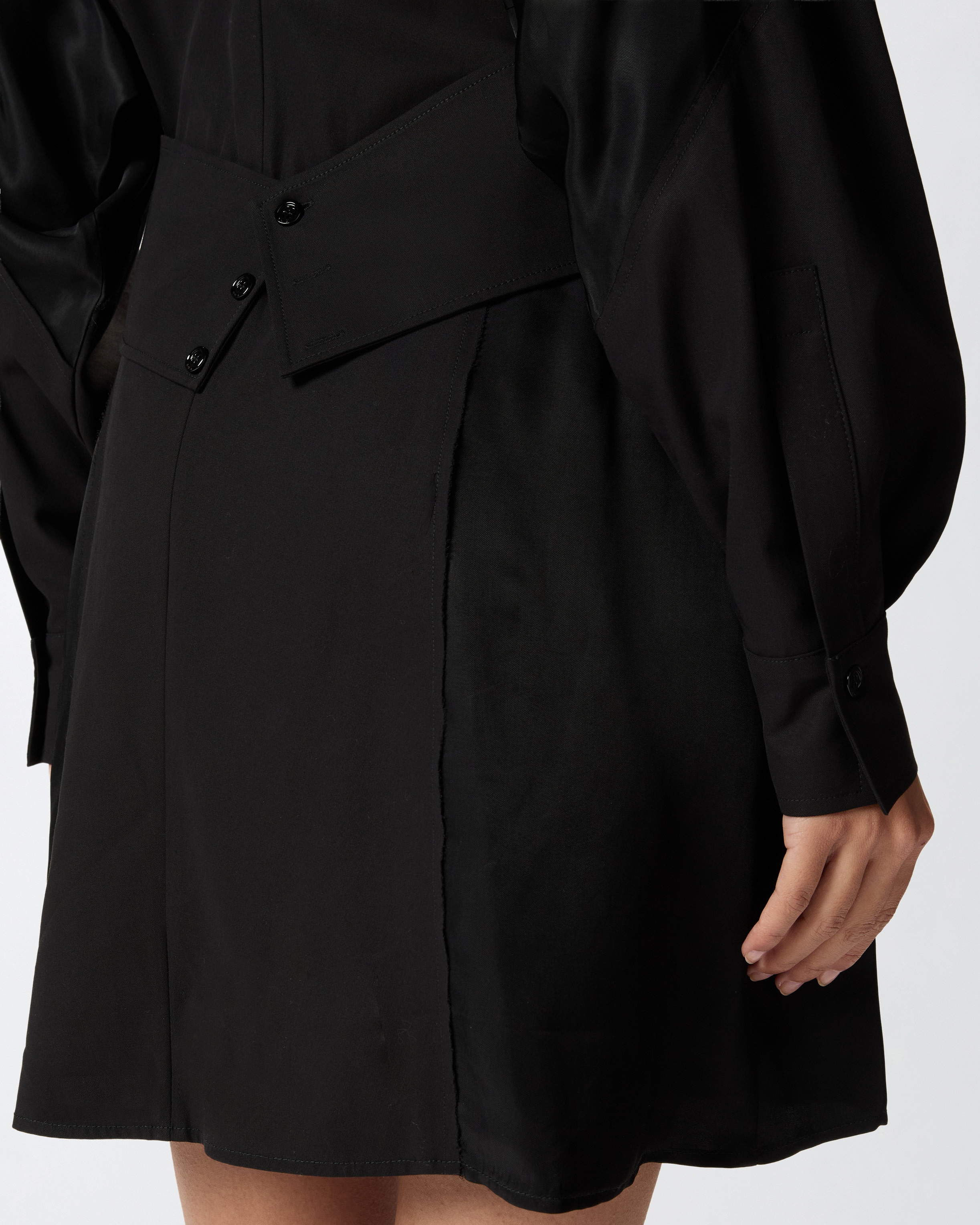 SHORT SHIRT DRESS IN HABOTAI AND COTTON - 5