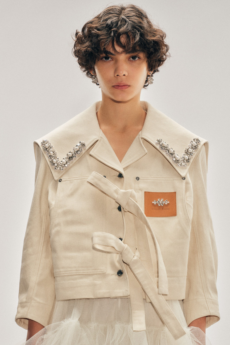 Embellished Cropped Sailor Collar Workwear Bow Jacket 4