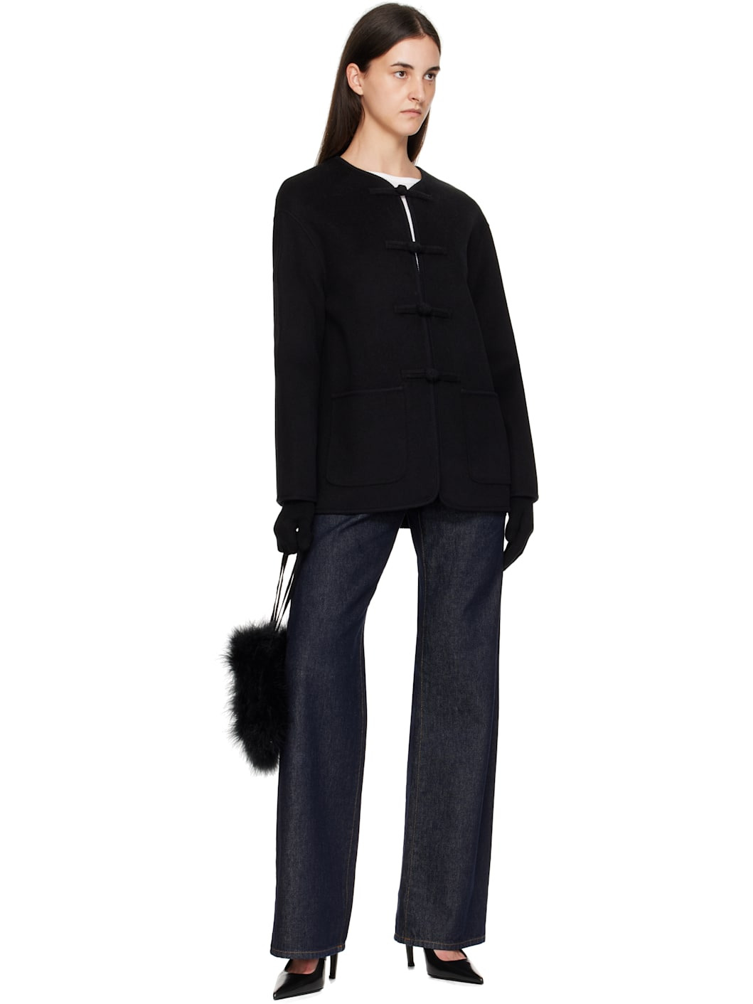 Black Mini Feather Pouch - 4