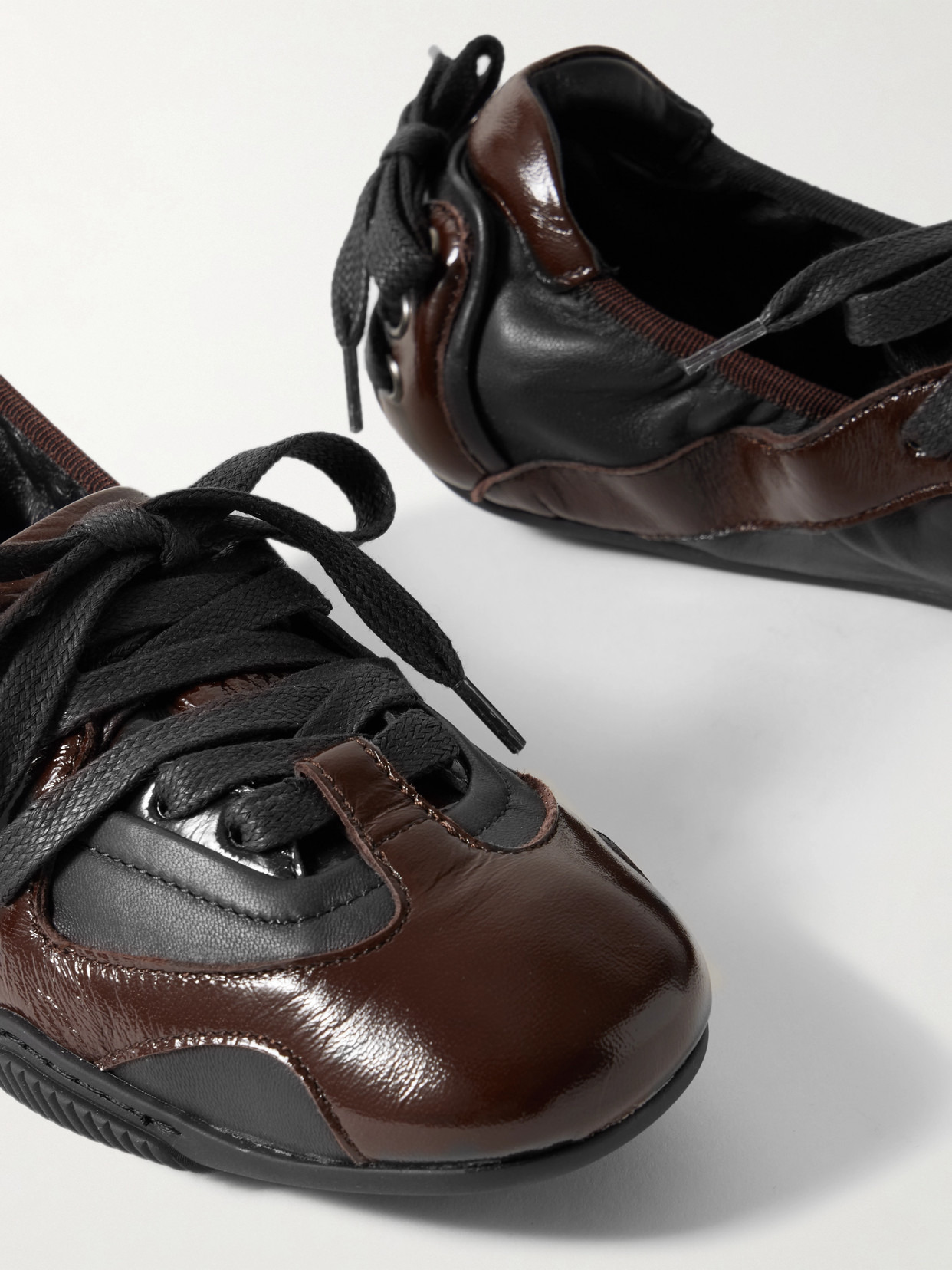 Paneled Smooth And Patent-leather Sneakers - 4
