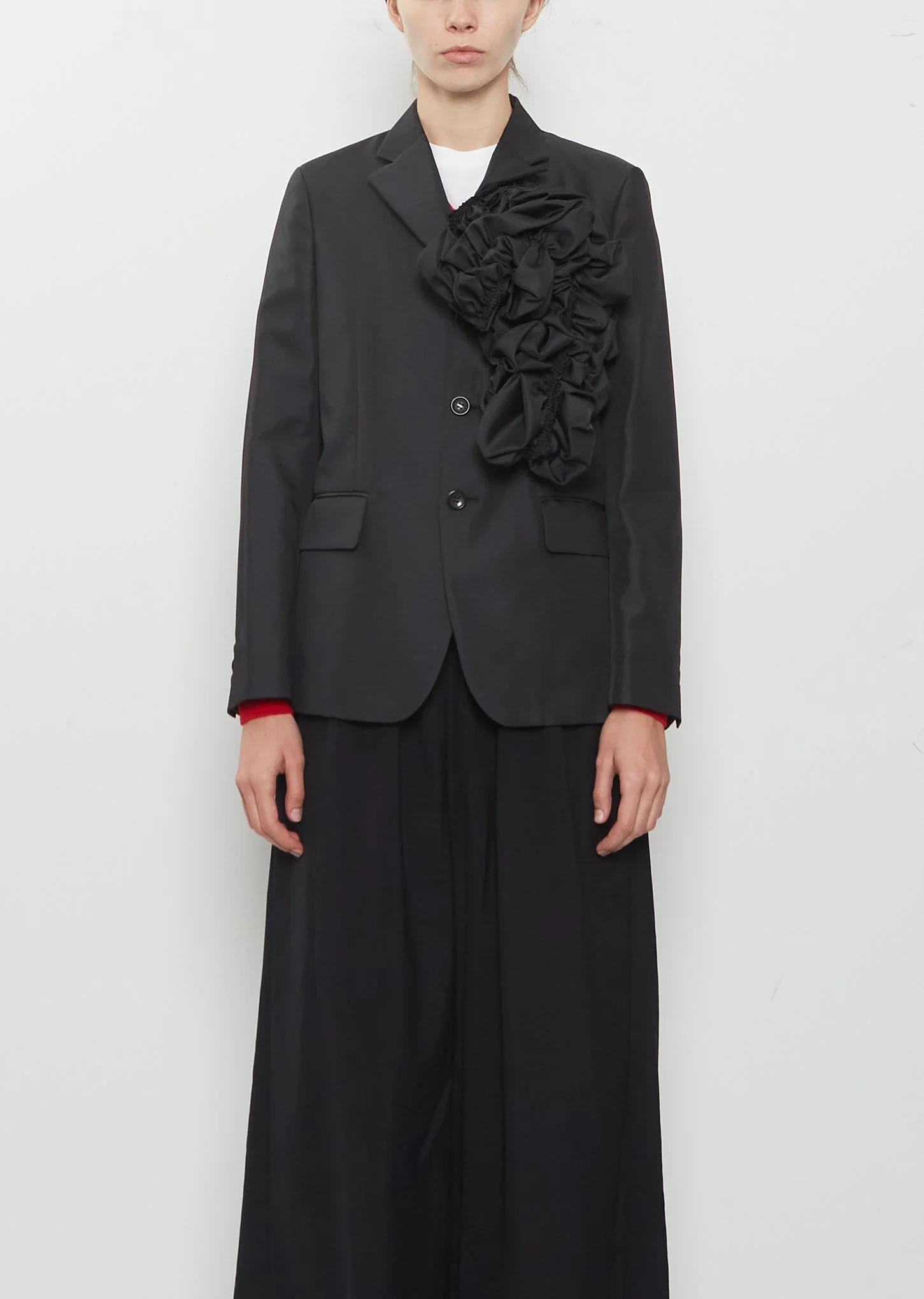 Twill Asymmetric Ruffle Jacket - 1