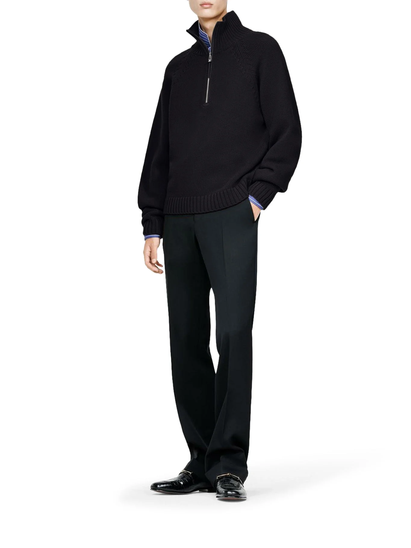 CASHMERE WOOL HALF-ZIP SWEATER - 1