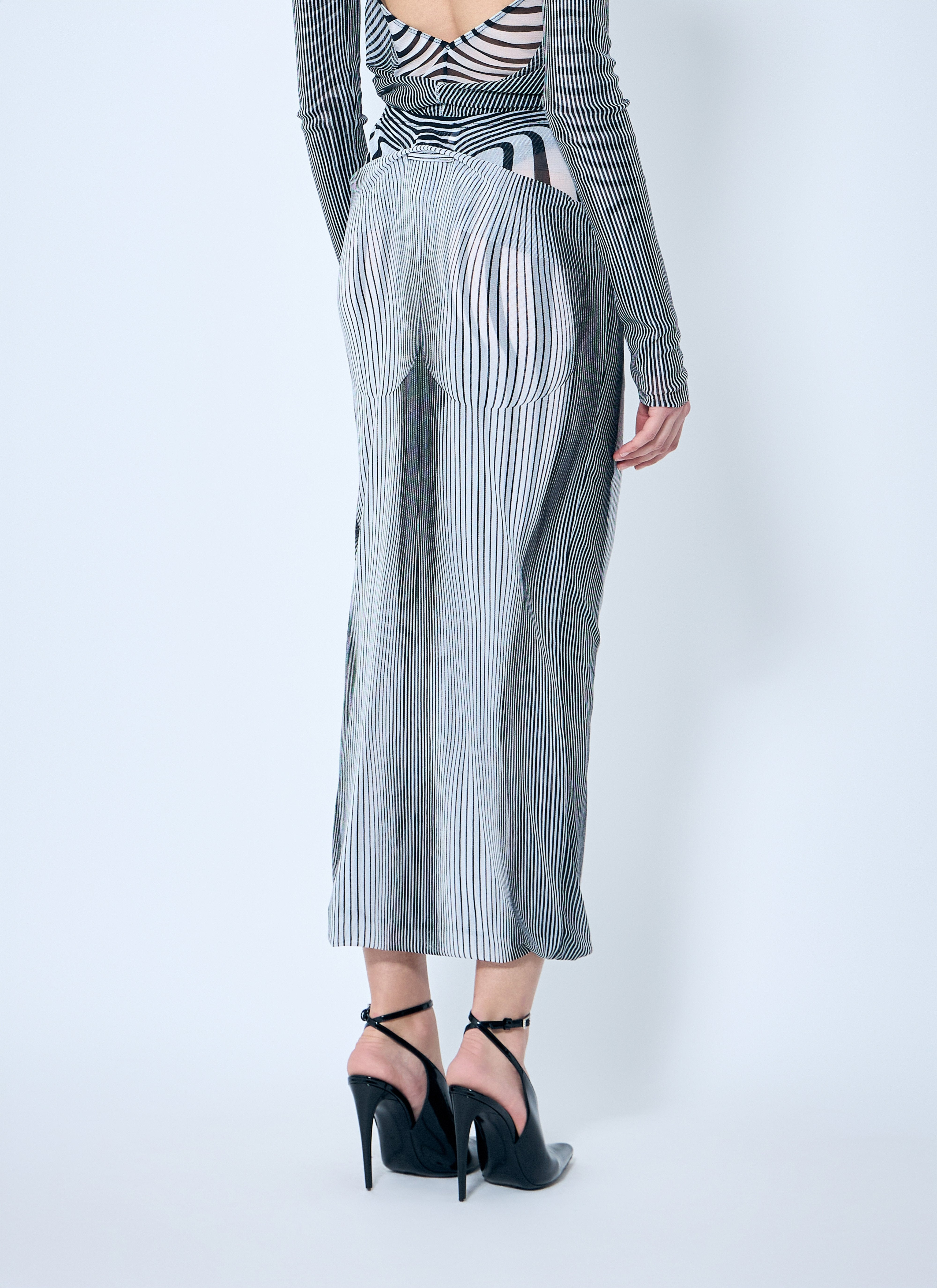 Jean Paul Gaultier Women Double-Layer Mesh Midi Skirt - 4