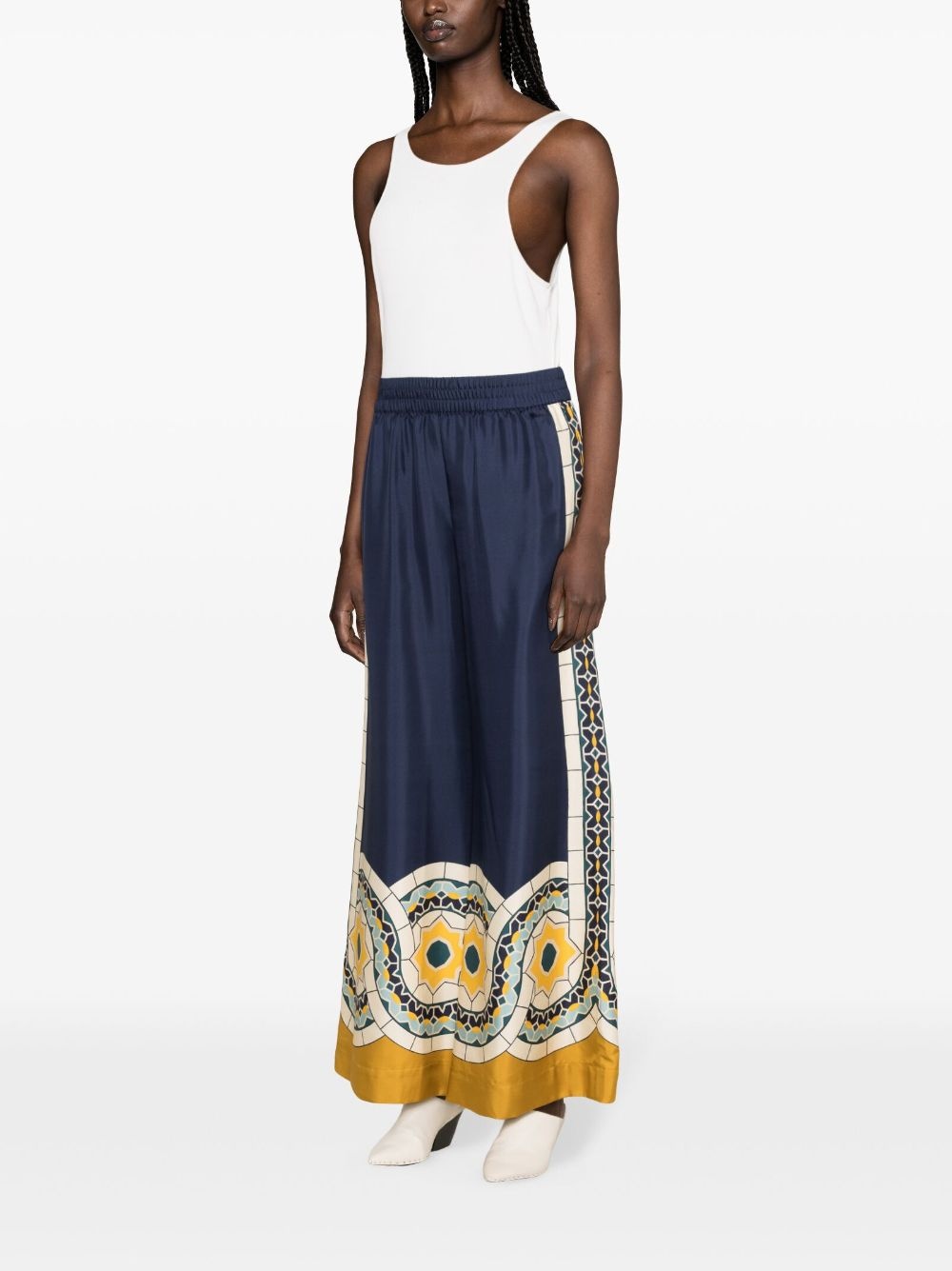high-waist silk palazzo trousers - 3