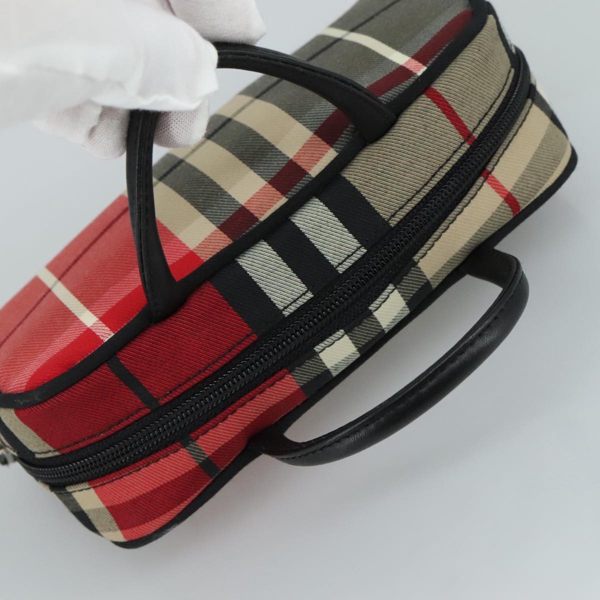 Burberry Nova Check Hand Bag Canvas Red - 6