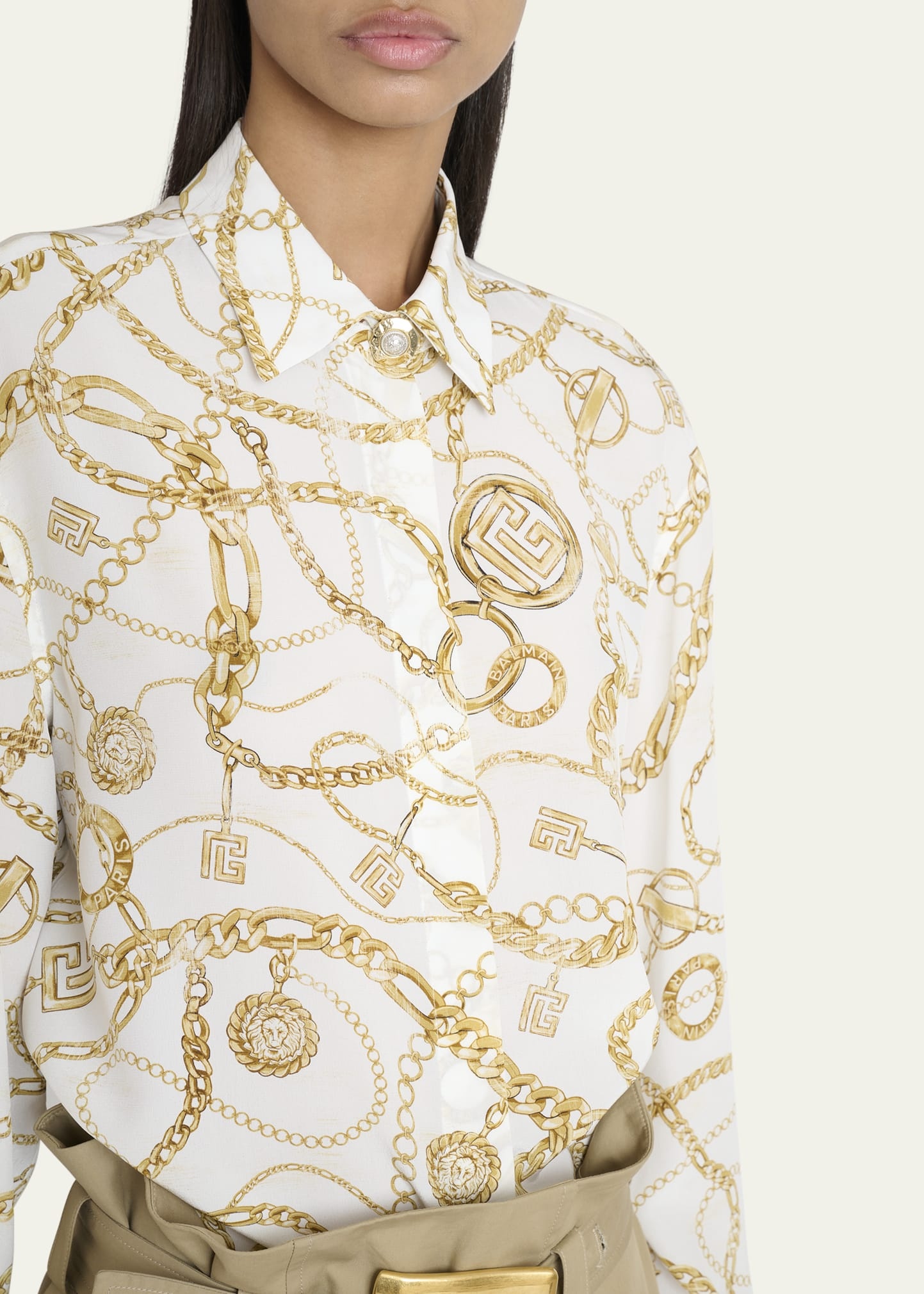 Chain Print Silk Blouse - 5