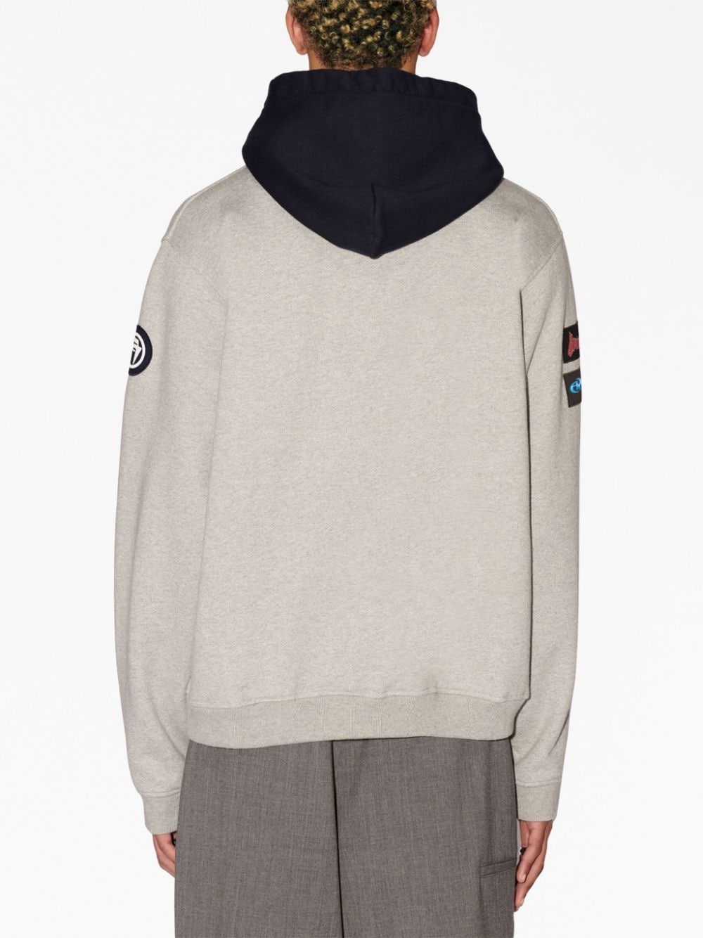 logo-patchwork cotton hoodie - 5